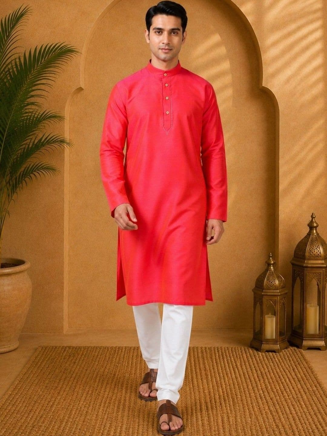 TATTVA Thread Work Mandarin Collar Straight Kurta thumbnail 2