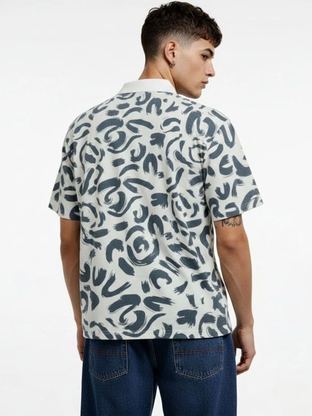 HERE&NOW Men Printed Polo Collar T-shirt thumbnail 3