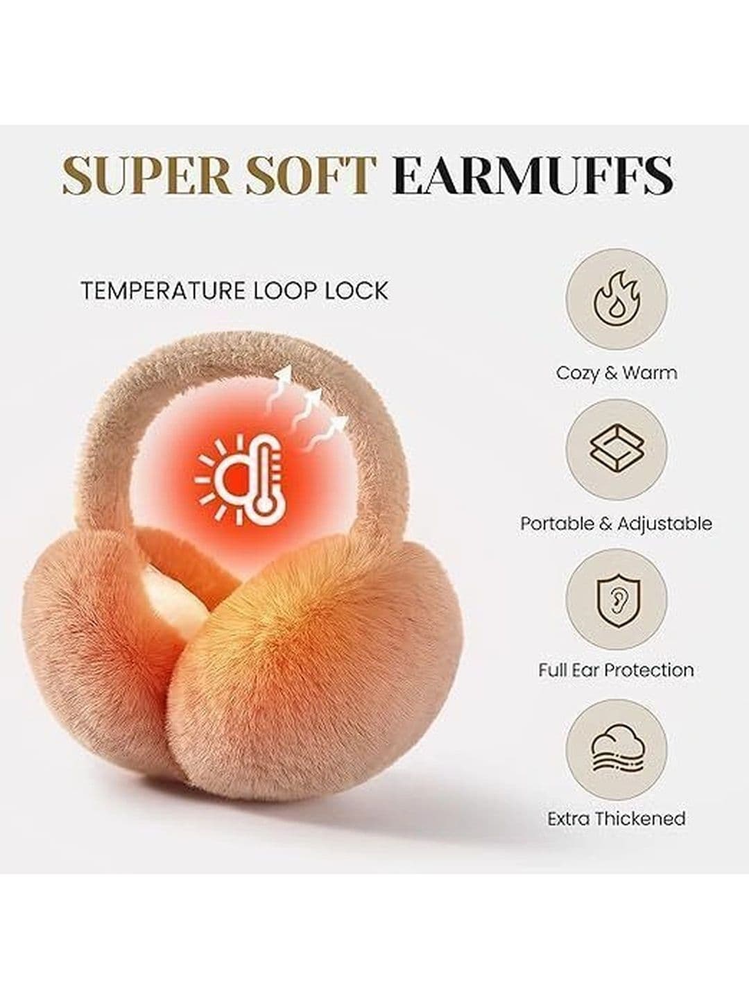 Zonkar Brown Ear Muffs Winter Women Men Soft Earmuffs Cute Ear Covers Cold Weather thumbnail 4