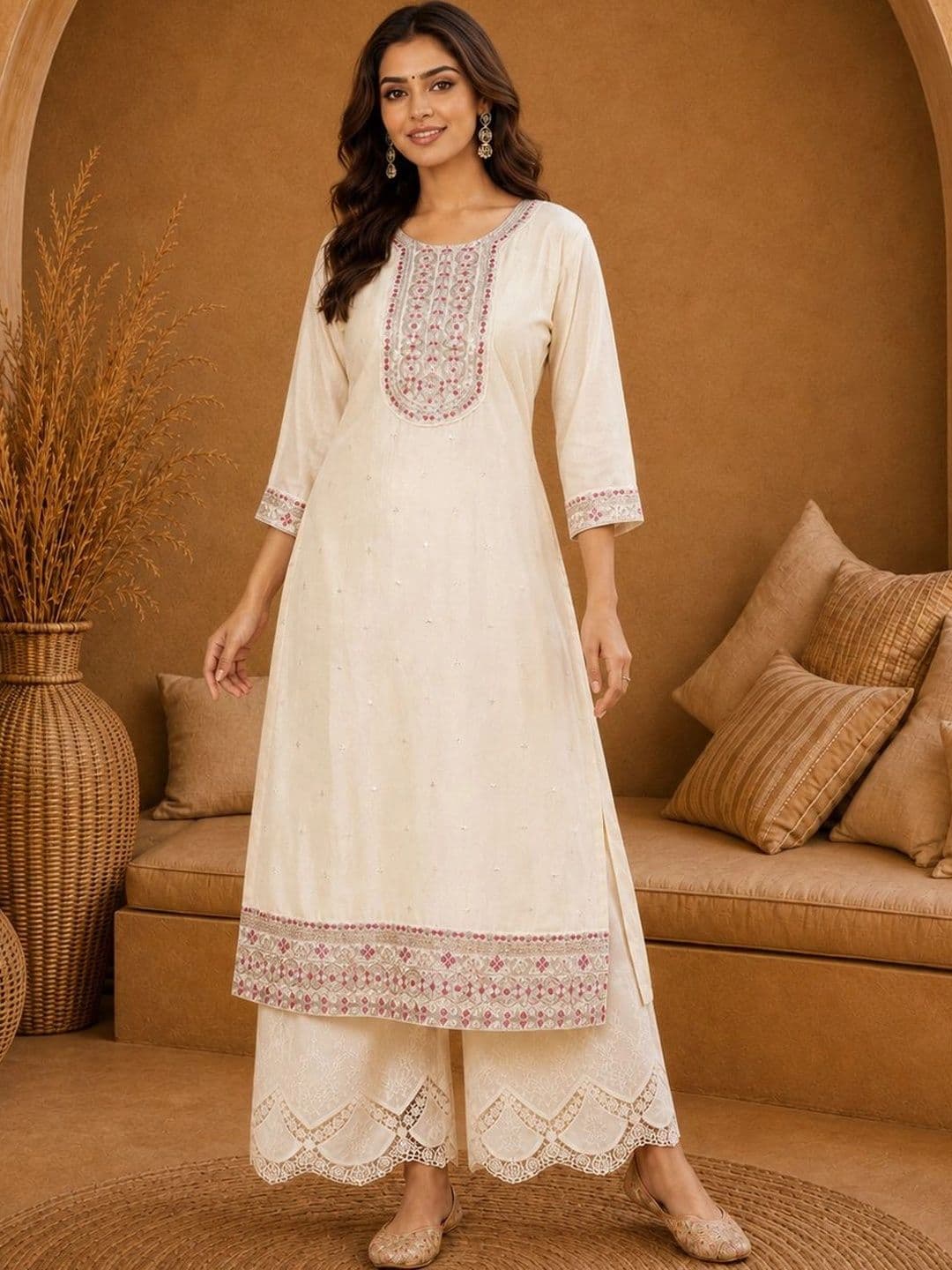Anouk Rustic Women Ethnic Motifs Embroidered Thread Work Kurta thumbnail 6