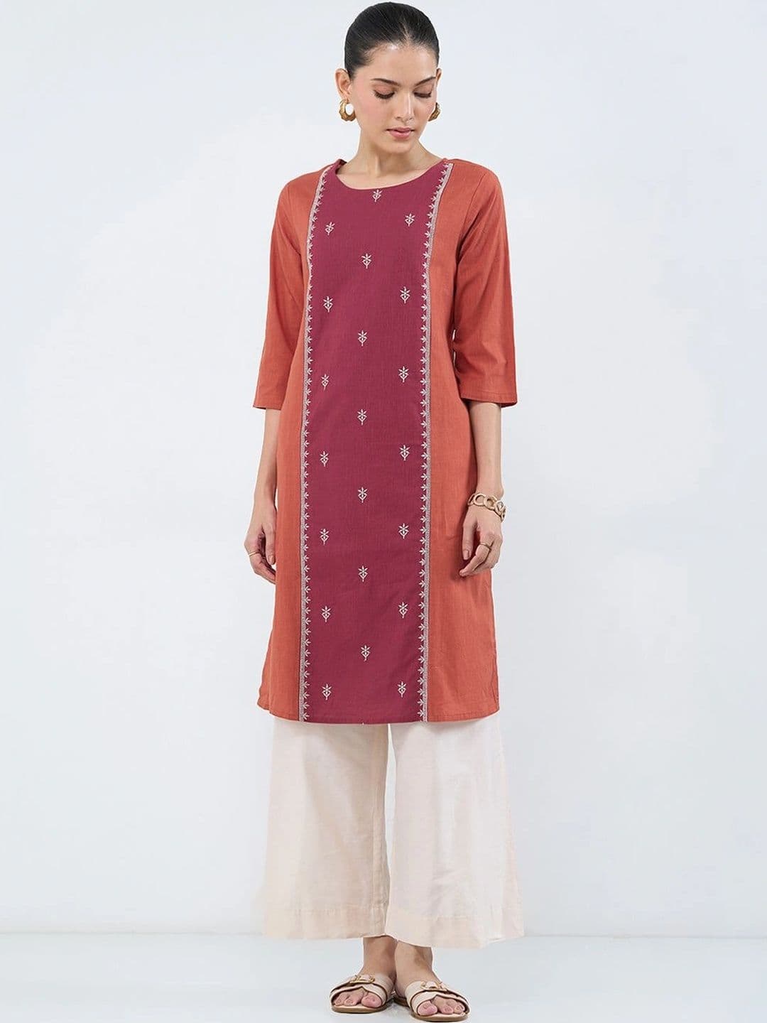 RANGMANCH BY PANTALOONS Women Ethnic Motifs Embroidered Thread Work Kurta thumbnail 3