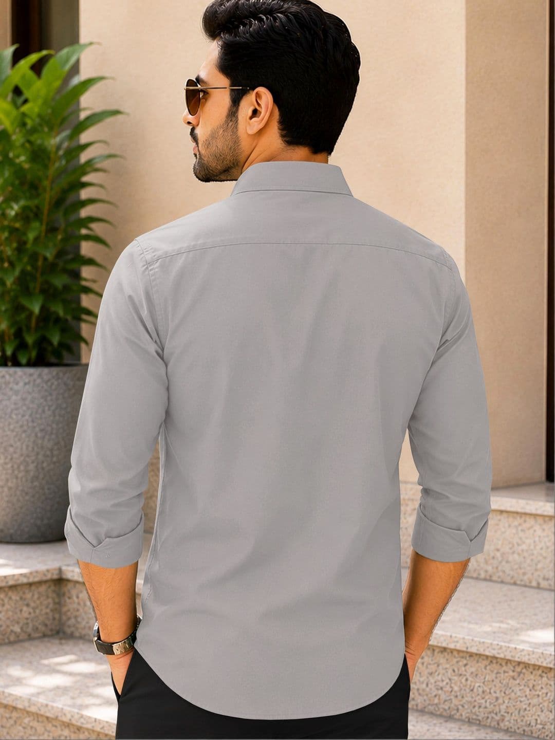 VeBNoR Men Standard Fit Solid Spread Collar Shirt thumbnail 2
