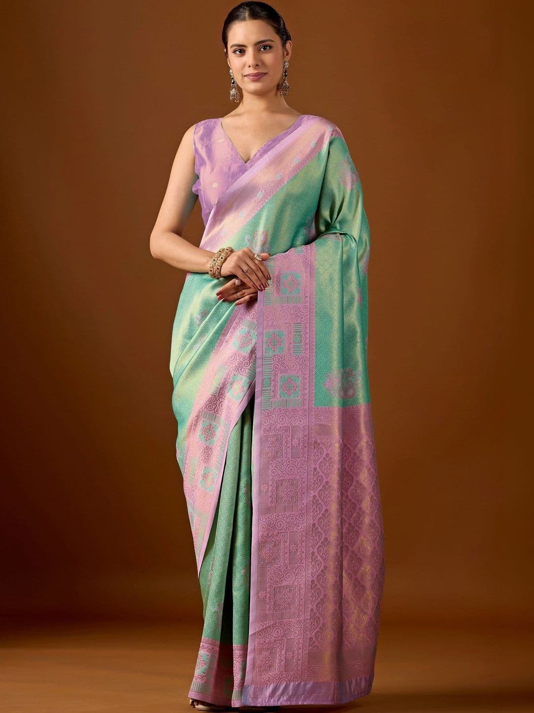 ERIKA Woven Design Zari Silk Blend Designer Banarasi Saree - view 1