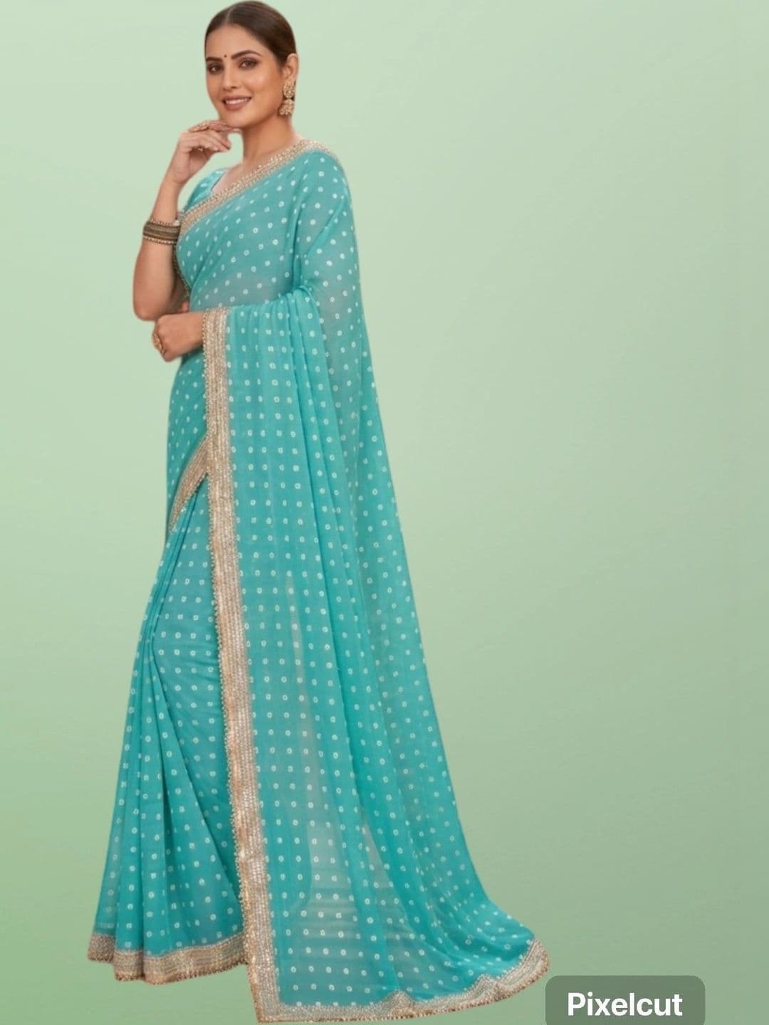 shreecre Embellished Pure Georgette Saree thumbnail 3