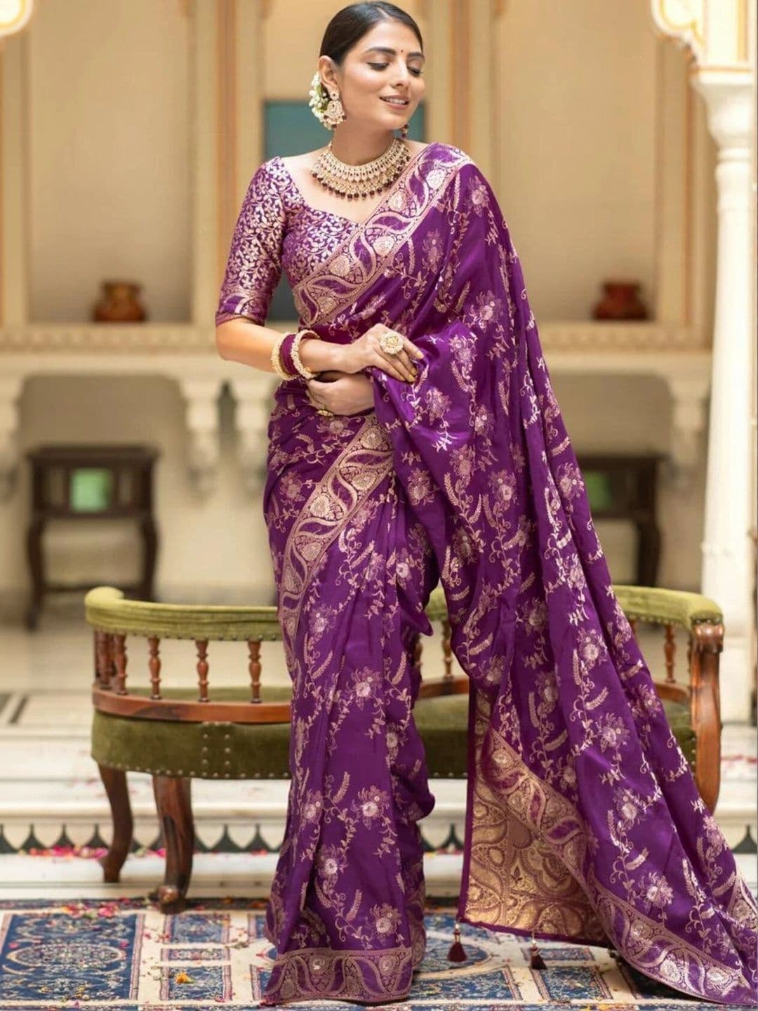 VS MALL Woven Design Zari Banarasi Saree thumbnail 4