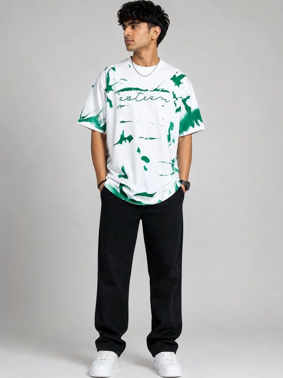 AEMA Men Abstract Printed Oversized T-shirt thumbnail 3