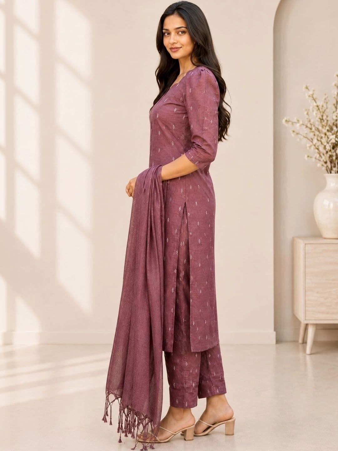 Rahigomar Women Ethnic Motifs Printed Premium Kurta with Trousers & With Dupatta thumbnail 3