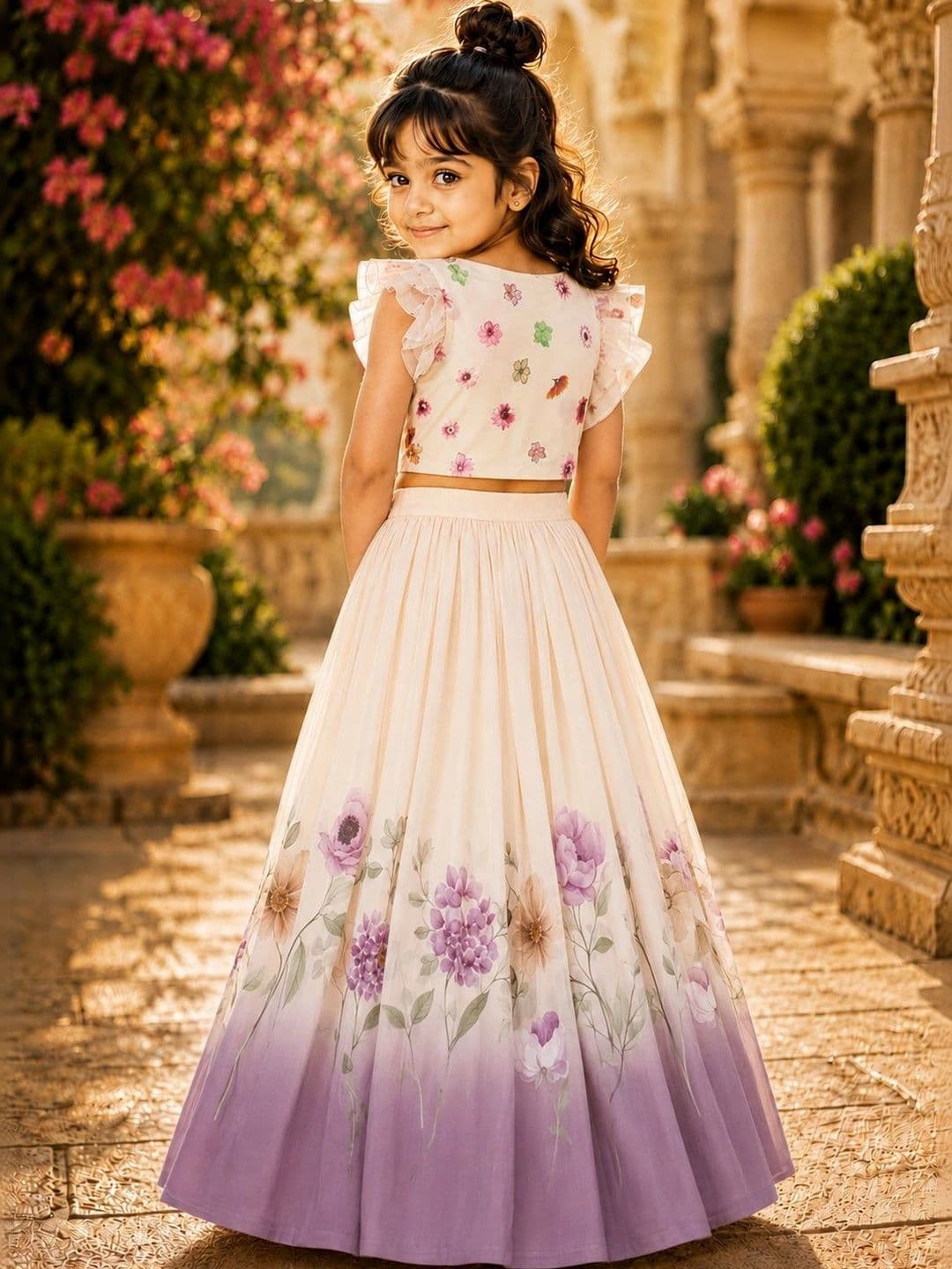 Sangria Girls Printed Ready to Wear Lehenga & thumbnail 3