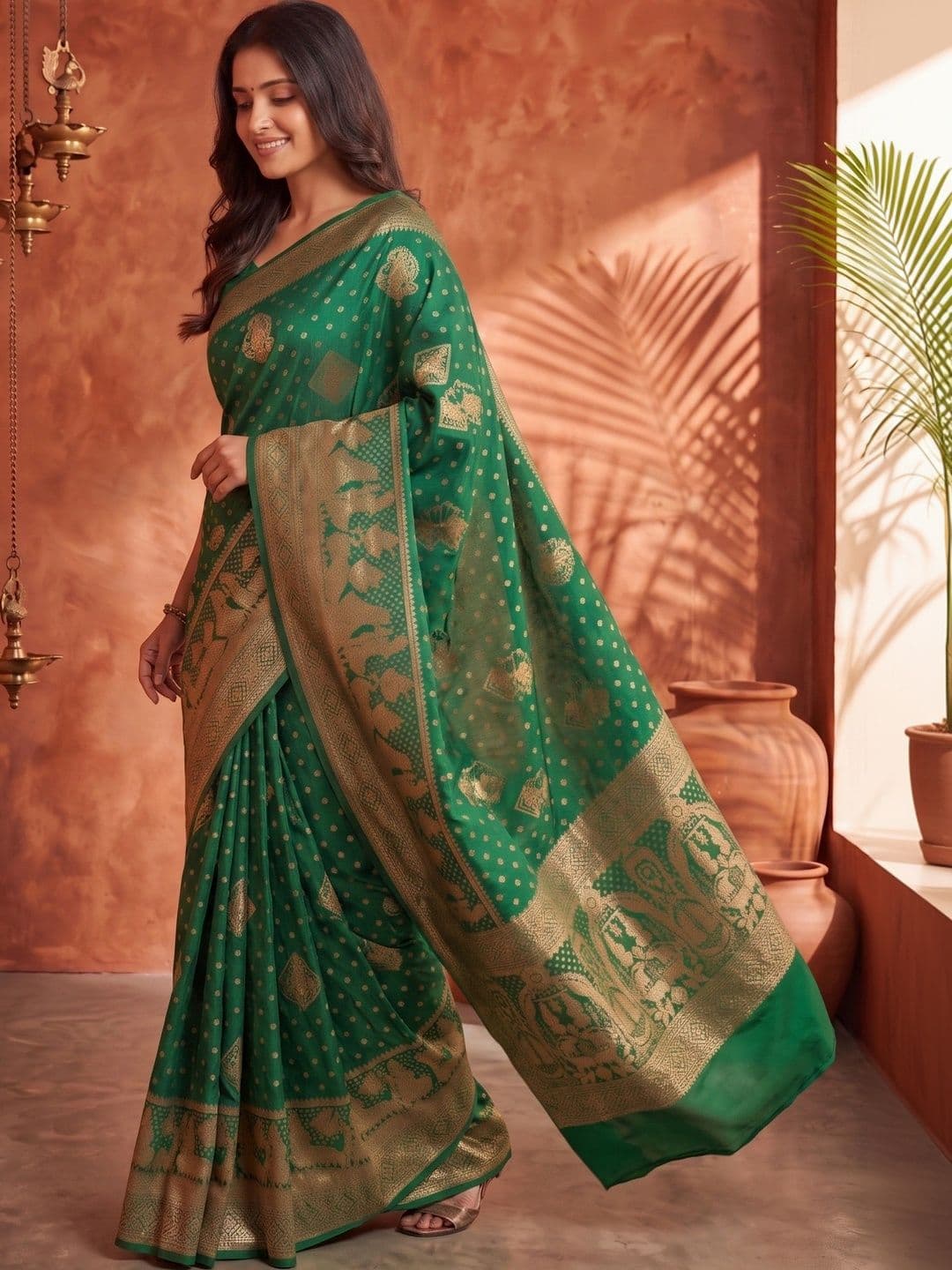 ROOP RADHIKA Woven Design Zari Silk Blend Designer Banarasi Saree thumbnail 3