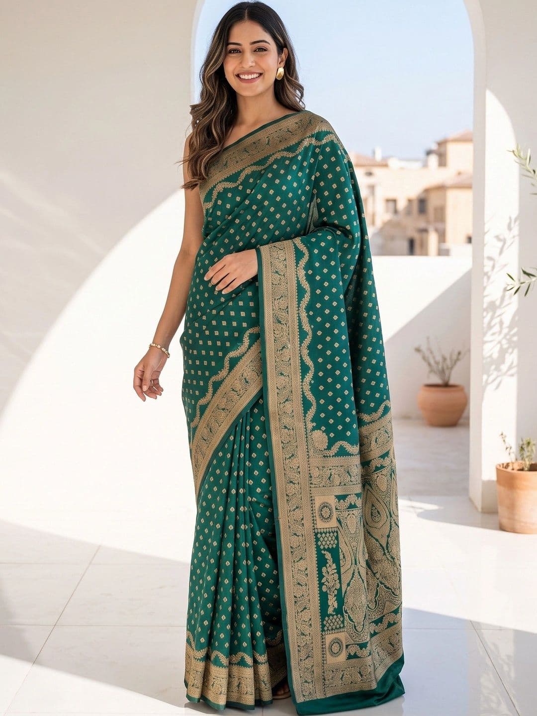 ROOP RADHIKA Woven Design Zari Silk Blend Designer Banarasi Saree - view 1