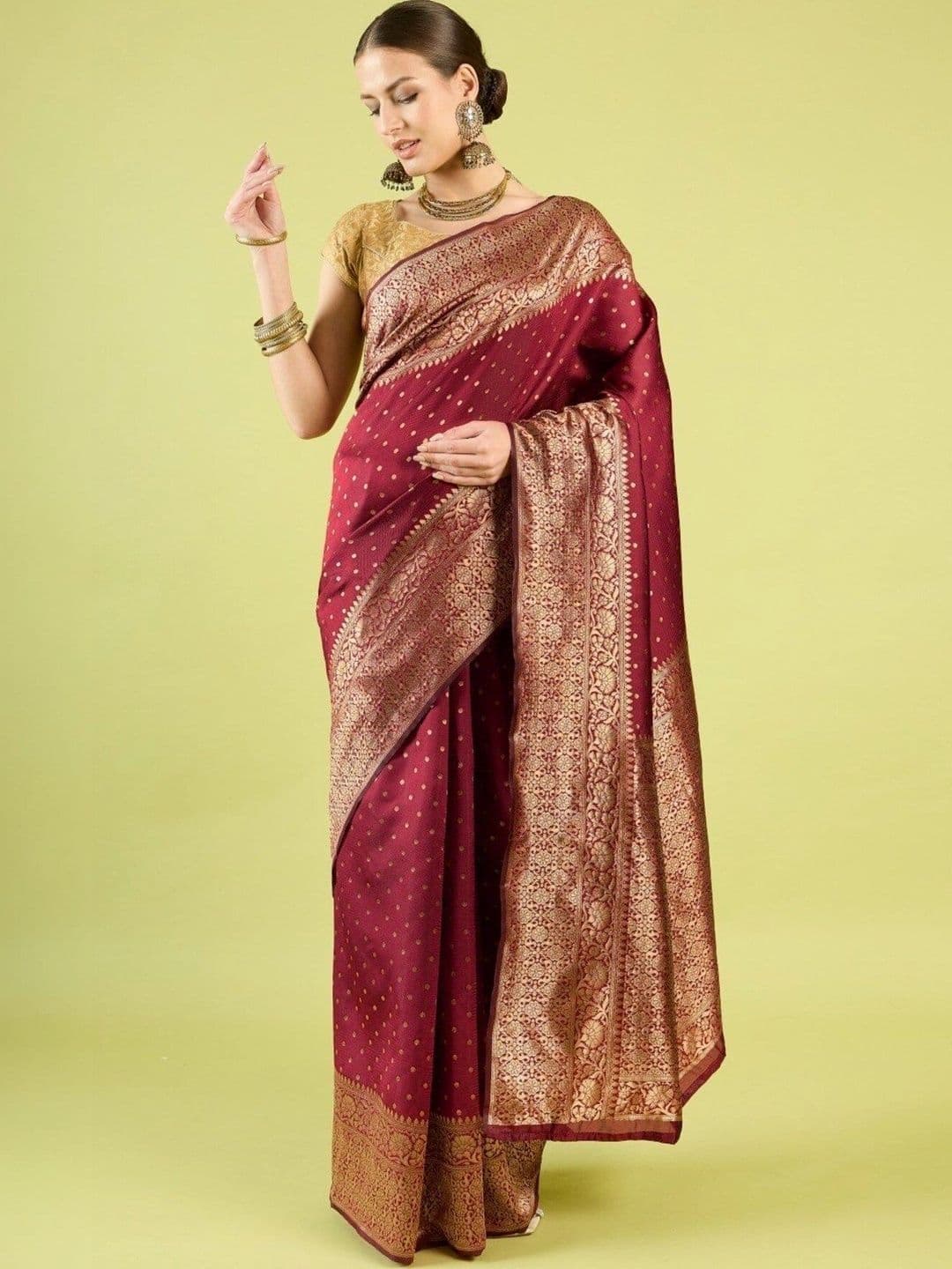 VS MALL Ethnic Motifs Zari Banarasi Saree thumbnail 5