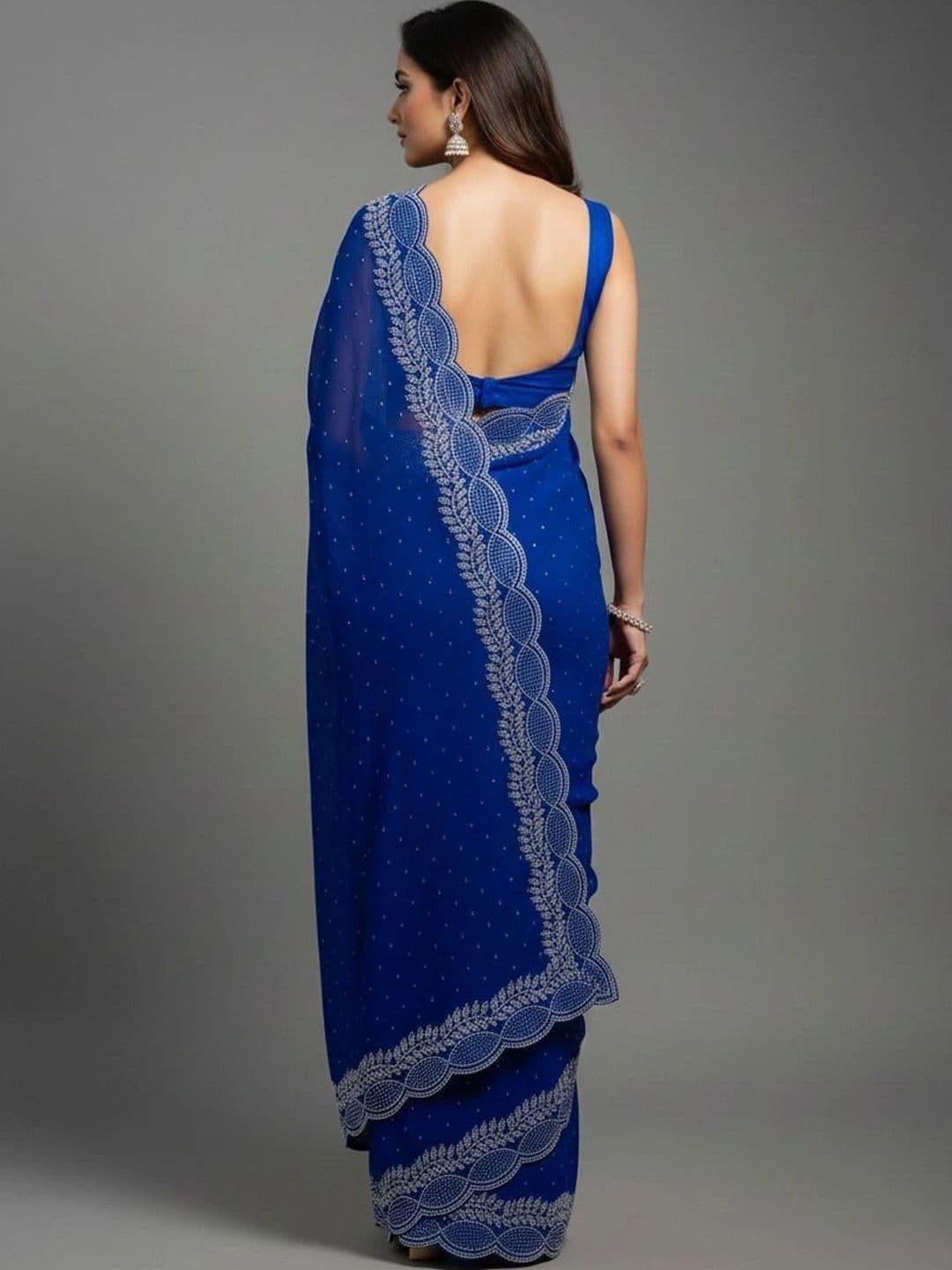 RENBRIZA Embroidered Poly Georgette Saree thumbnail 5
