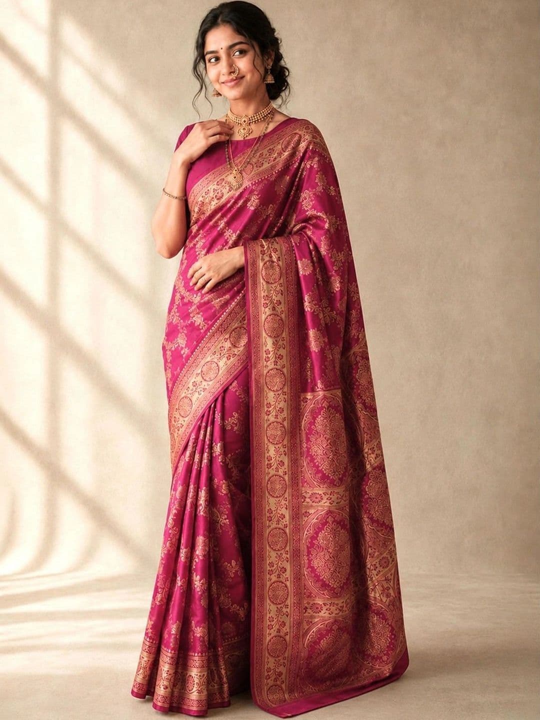 SAMANTHA Woven Design Zari Silk Blend Paithani Saree thumbnail 4