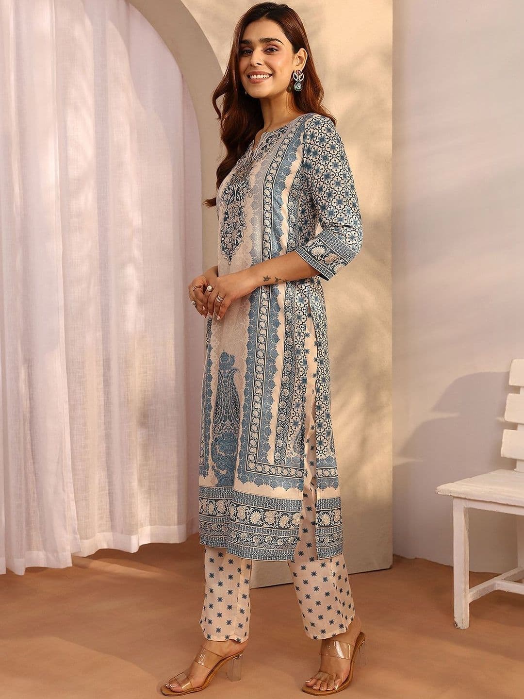 Libas Women Ethnic Motifs Printed Regular Kurta with Trousers & With Dupatta thumbnail 4
