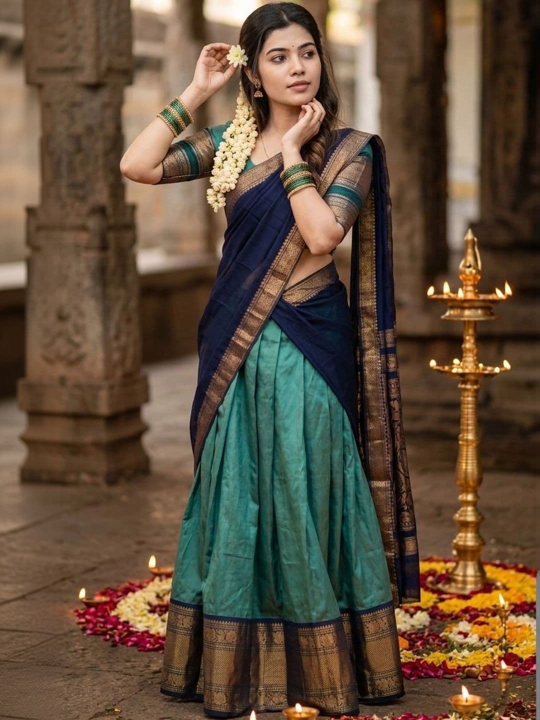 JIVUBA Ready to Wear Lehenga & Unstitched Blouse With Dupatta thumbnail 7