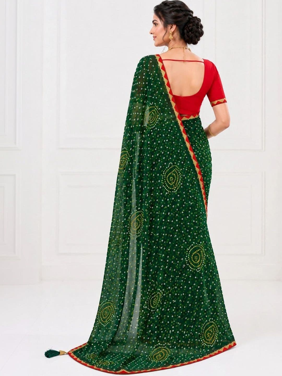 RENBRIZA Bandhani Poly Georgette Saree thumbnail 3