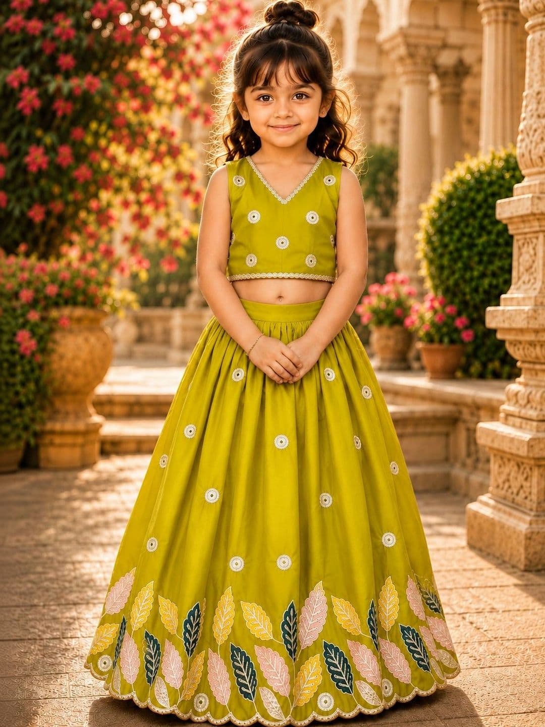 Sangria Girls Embellished Sequinned Ready to Wear Lehenga & - view 1