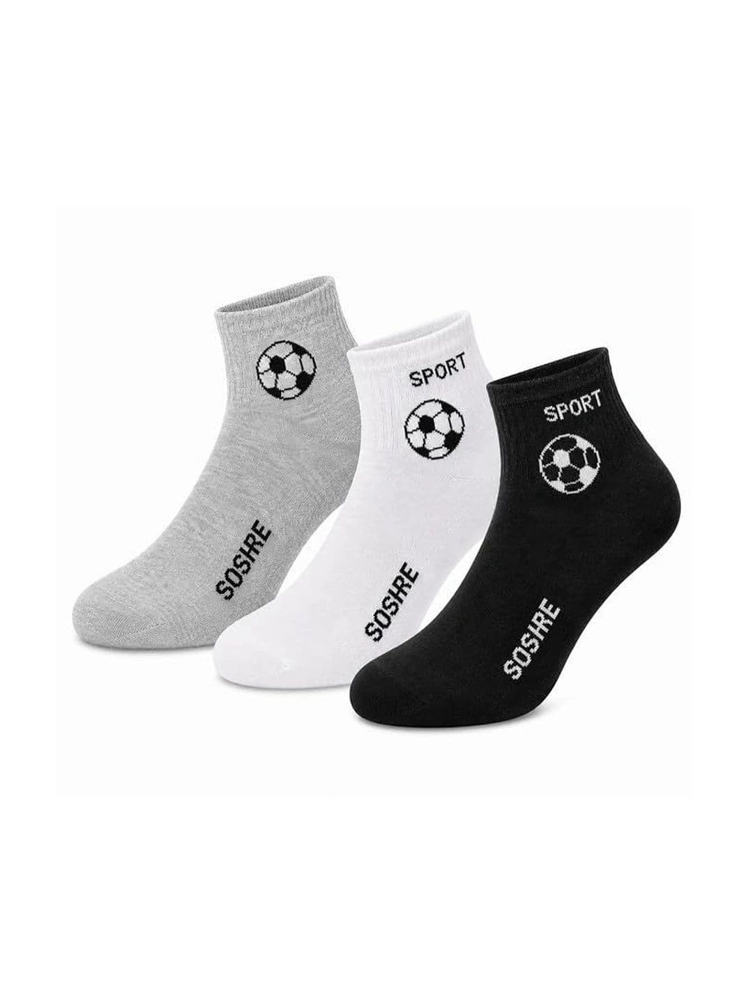 SOSHRE Men Pack of 3 Cotton Assorted Patterned Ankle Length Socks - view 1