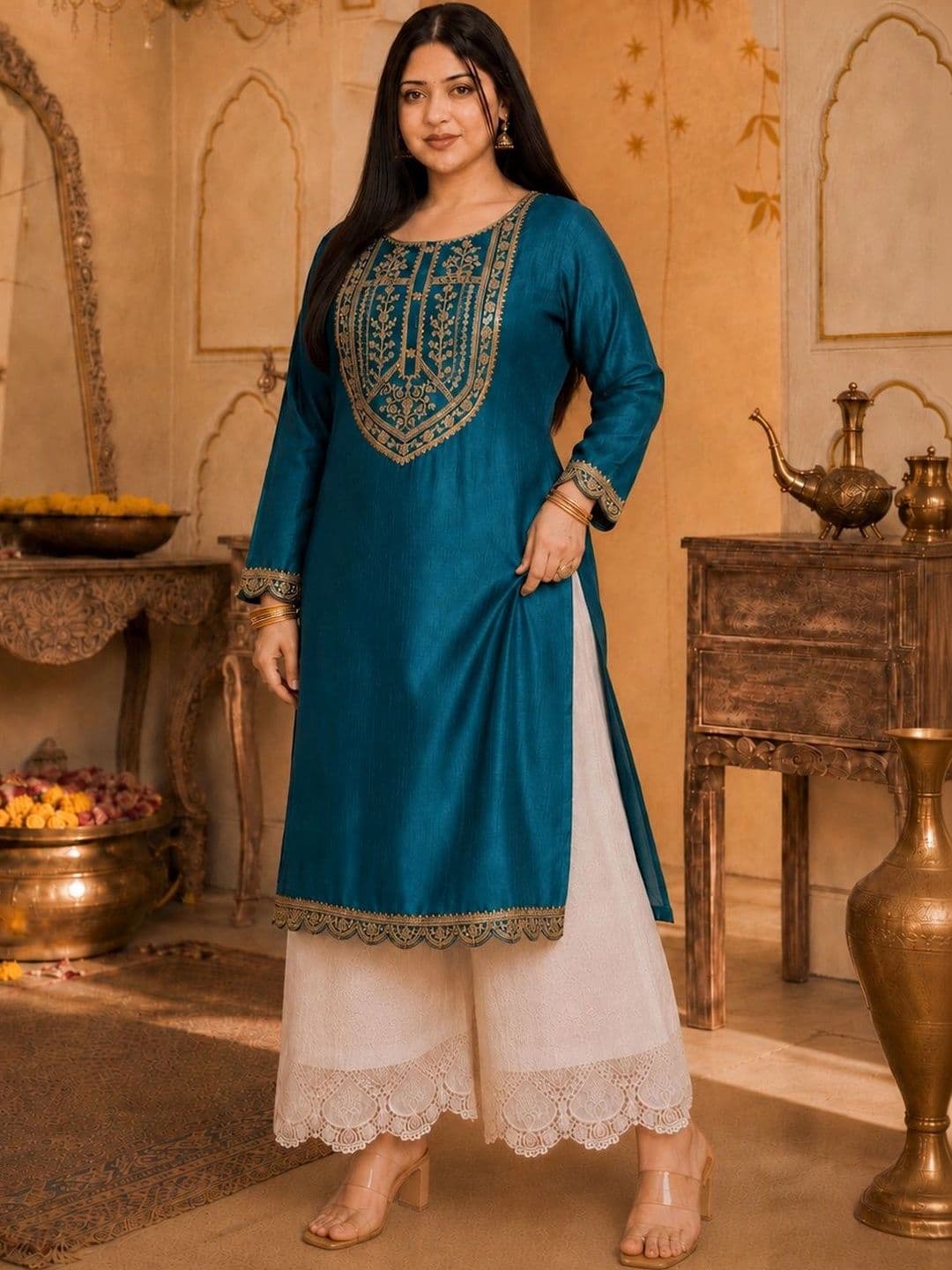 FULL BLOOM Women Ethnic Motifs Embroidered Kurta thumbnail 2