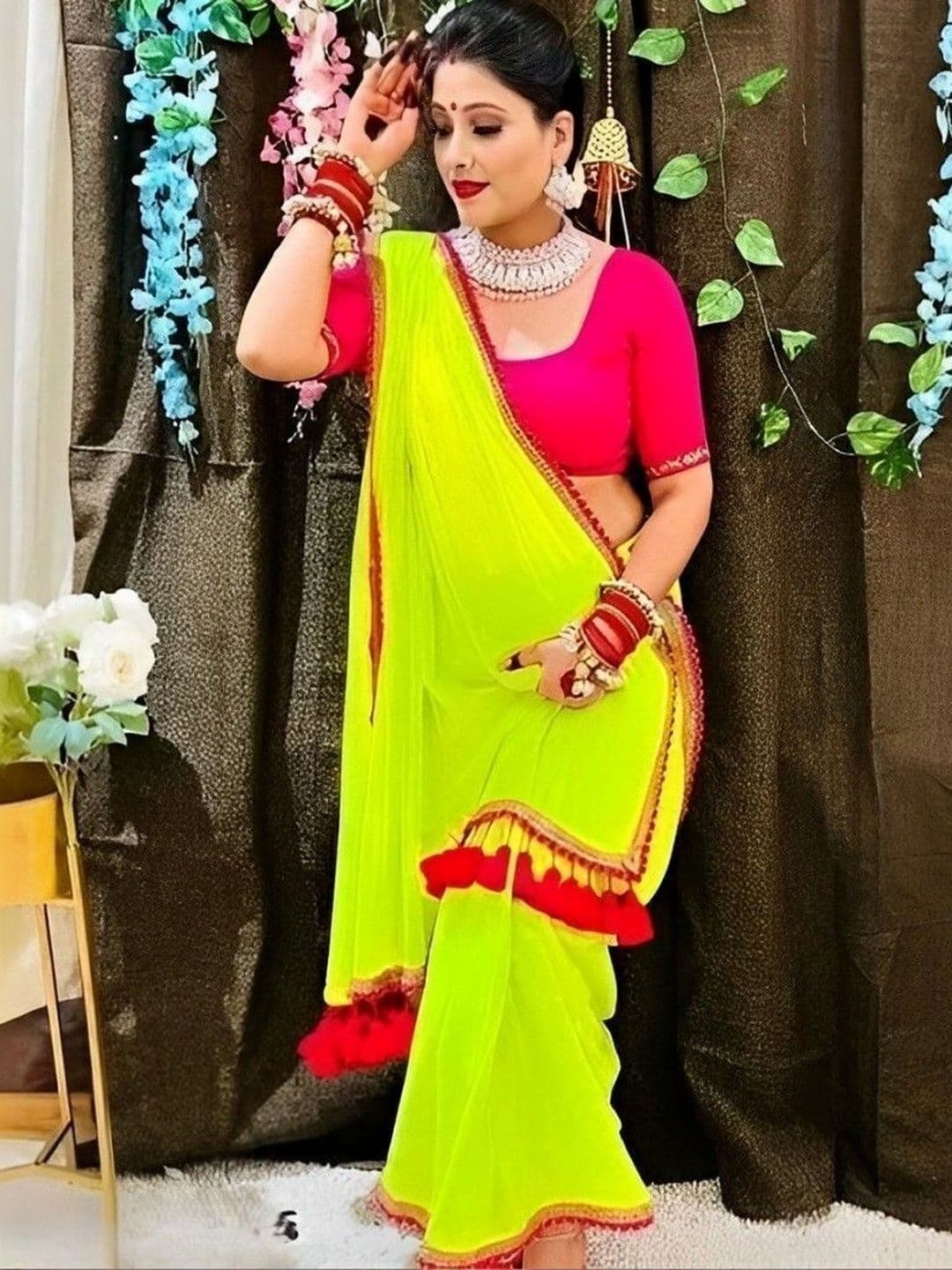 RENBRIZA Poly Georgette Saree - view 1