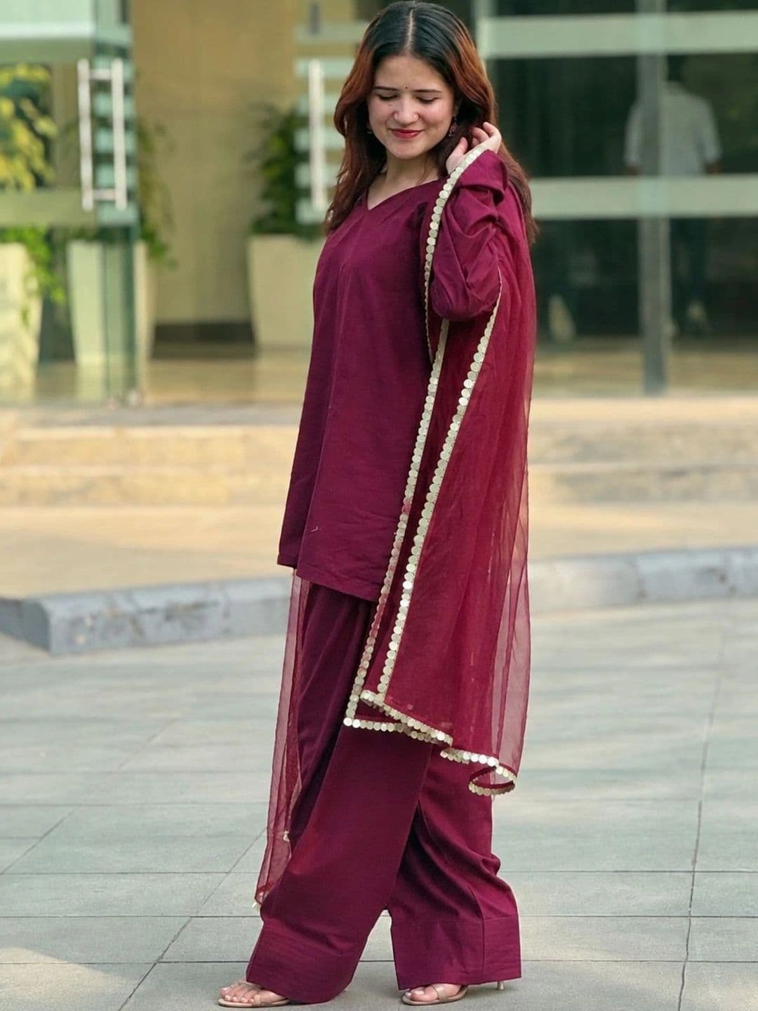 GoSriKi Women Regular Kurta with Palazzos & With Dupatta thumbnail 3