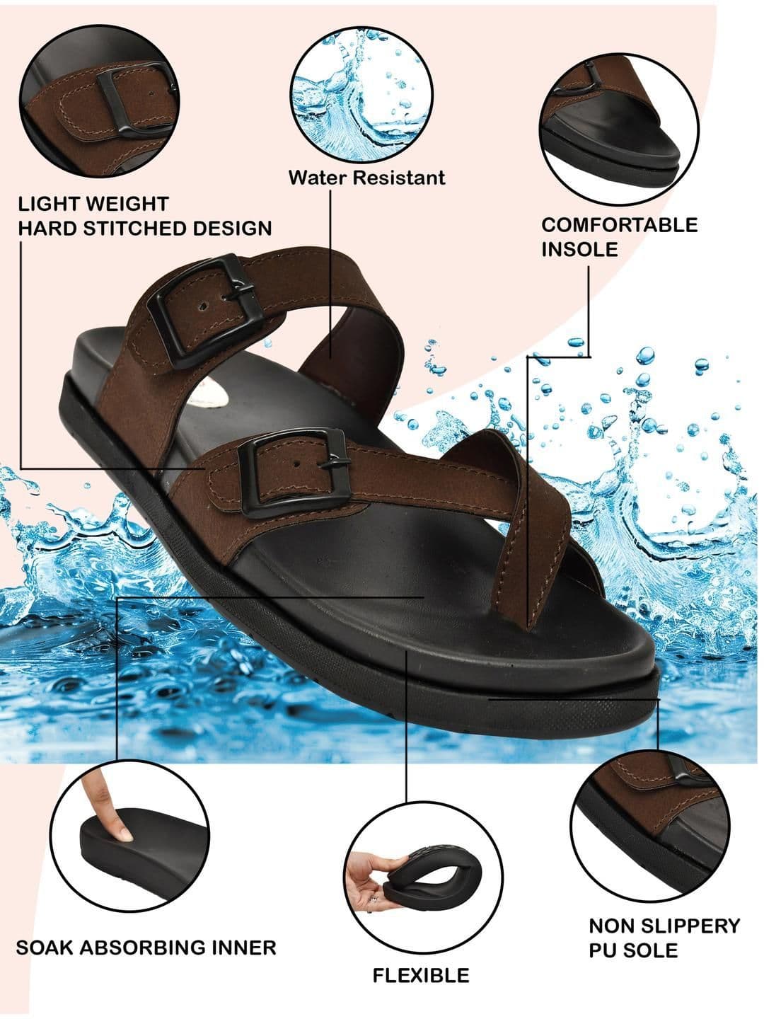 G L Trend Brown Leather Sandals thumbnail 5