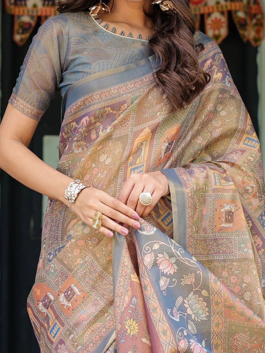Moda Rapido Warli Art Silk Banarasi Saree thumbnail 5