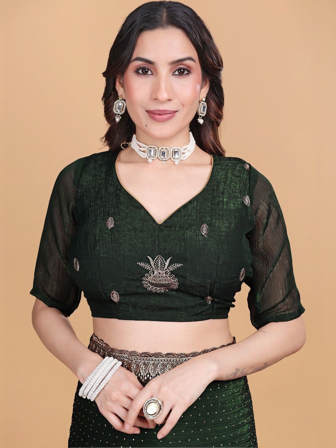 The Bag Street Embroidered Poly Crepe Chanderi Saree thumbnail 3