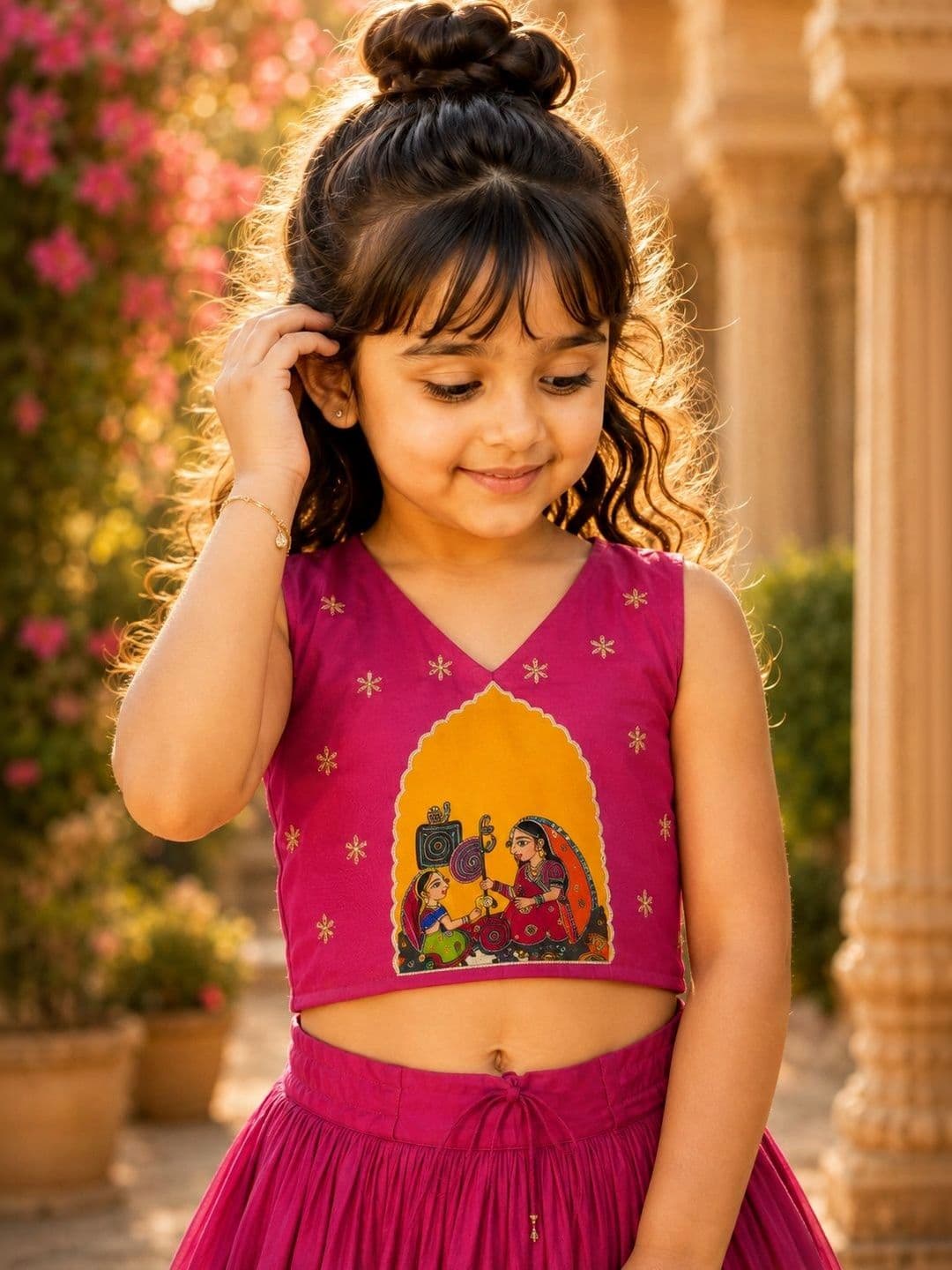 Sangria Girls Printed Ready to Wear Lehenga & thumbnail 6