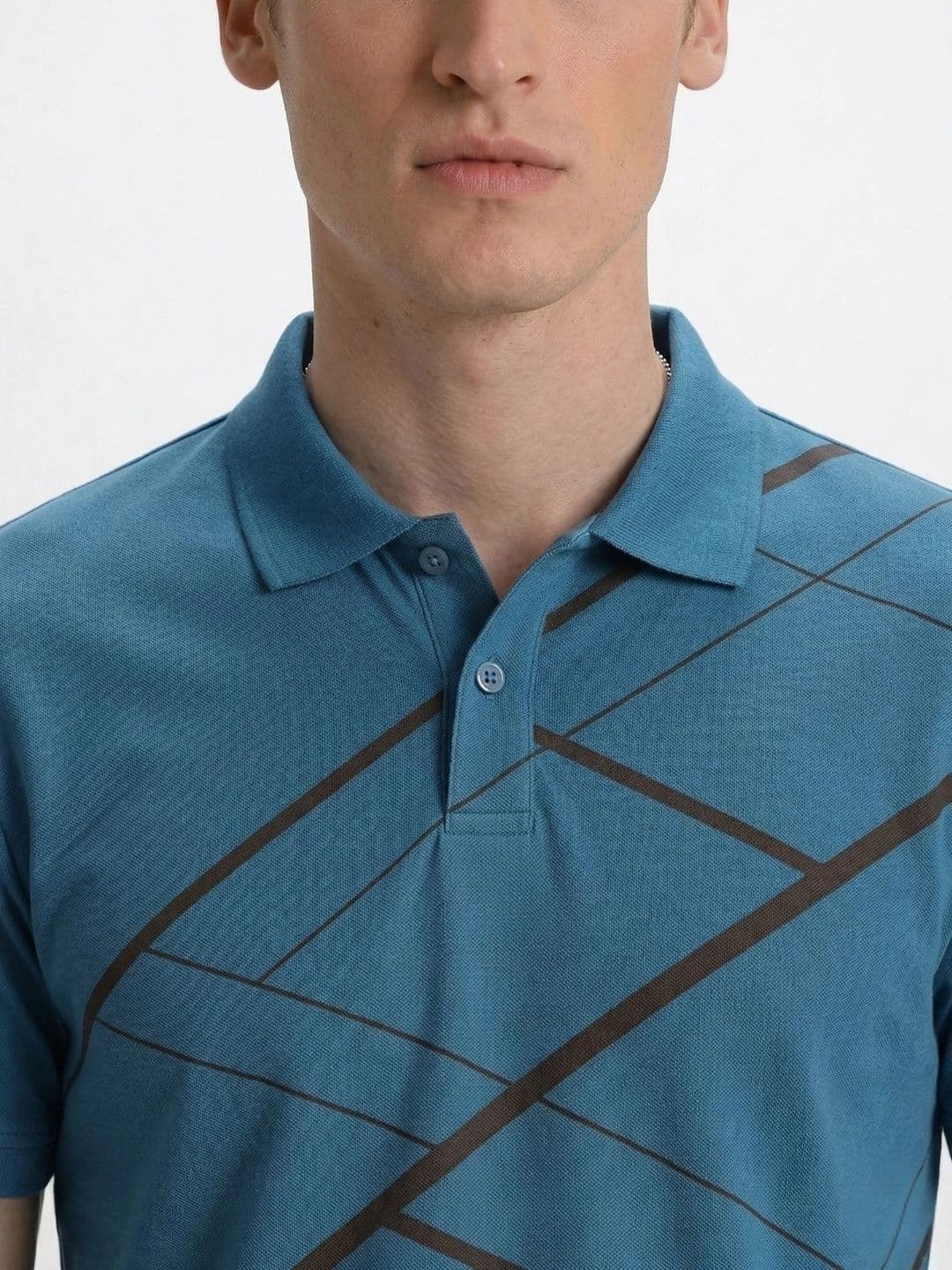 HERE&NOW Men Printed Polo Collar T-shirt thumbnail 2