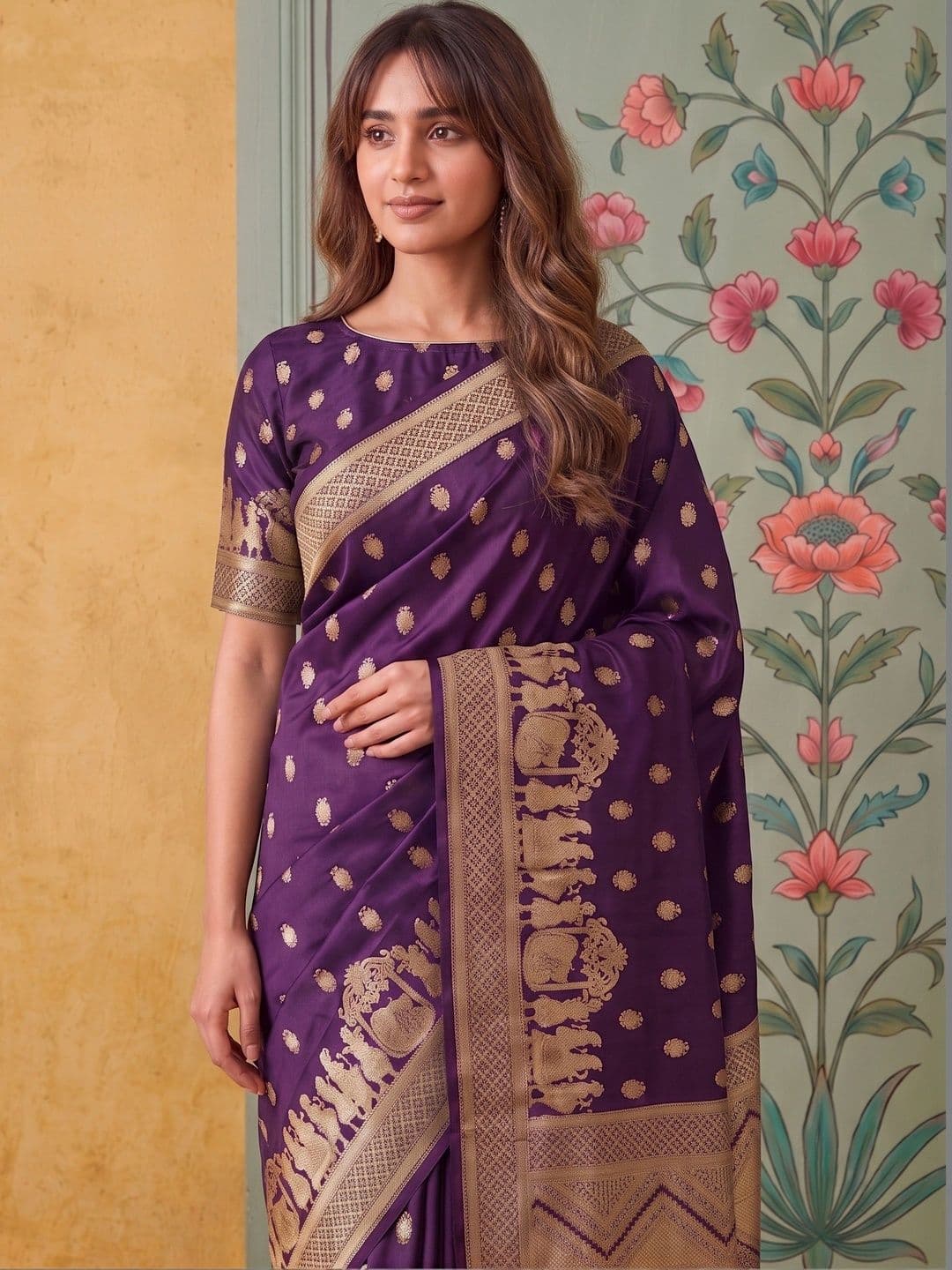 ROOP RADHIKA Woven Design Zari Silk Blend Designer Banarasi Saree thumbnail 3