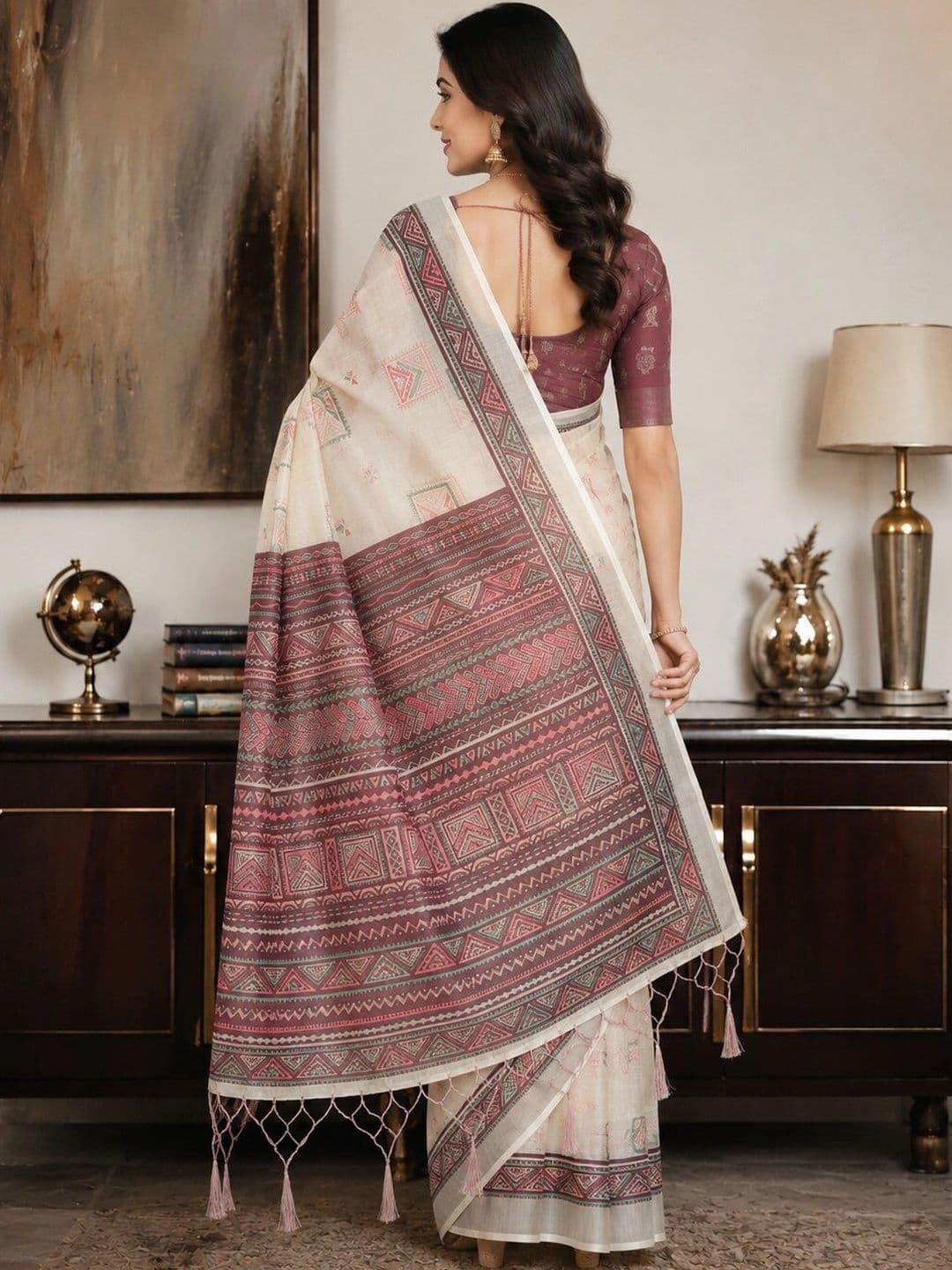 Moda Rapido Woven Design Linen Blend Bhagalpuri Saree thumbnail 4