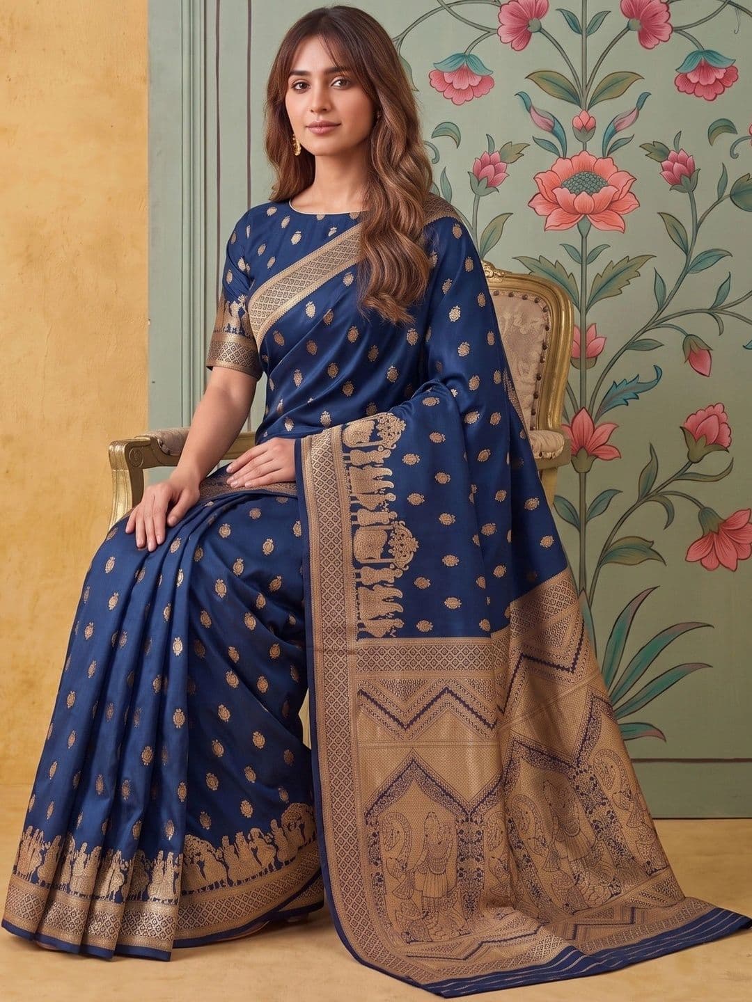 ROOP RADHIKA Woven Design Zari Silk Blend Designer Banarasi Saree thumbnail 6
