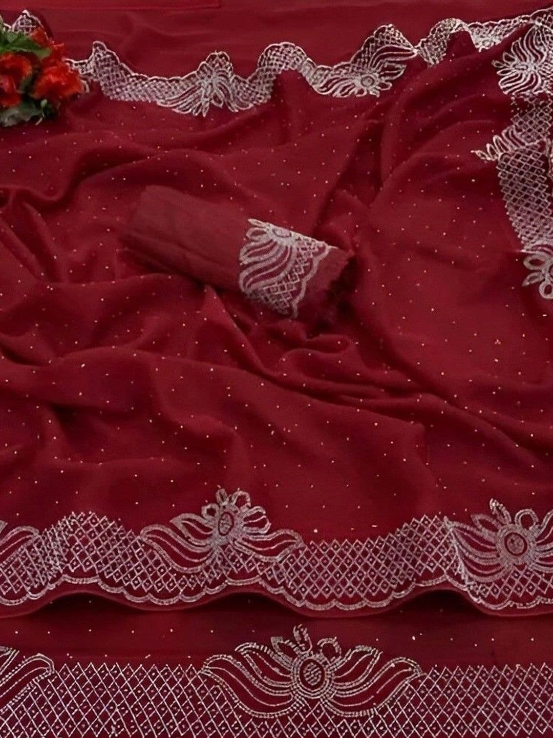 RENBRIZA Embroidered Poly Georgette Saree thumbnail 4