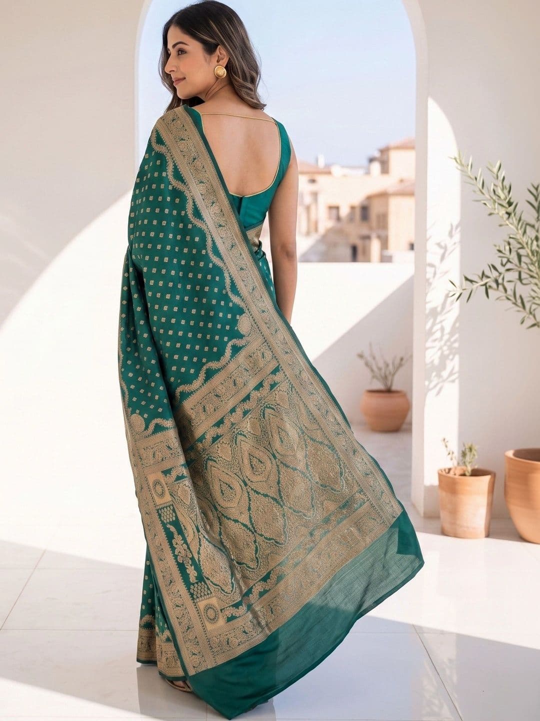 ROOP RADHIKA Woven Design Zari Silk Blend Designer Banarasi Saree thumbnail 5