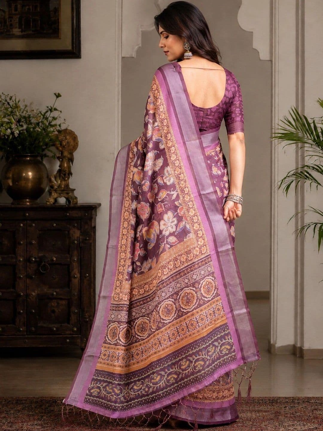 Moda Rapido Ethnic Motifs Linen Blend Bhagalpuri Saree thumbnail 3