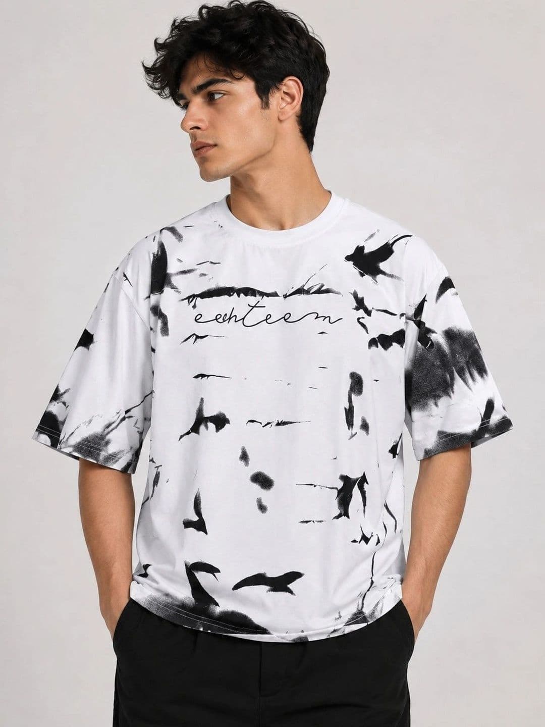 AEMA Men Abstract Printed Oversized T-shirt - view 1