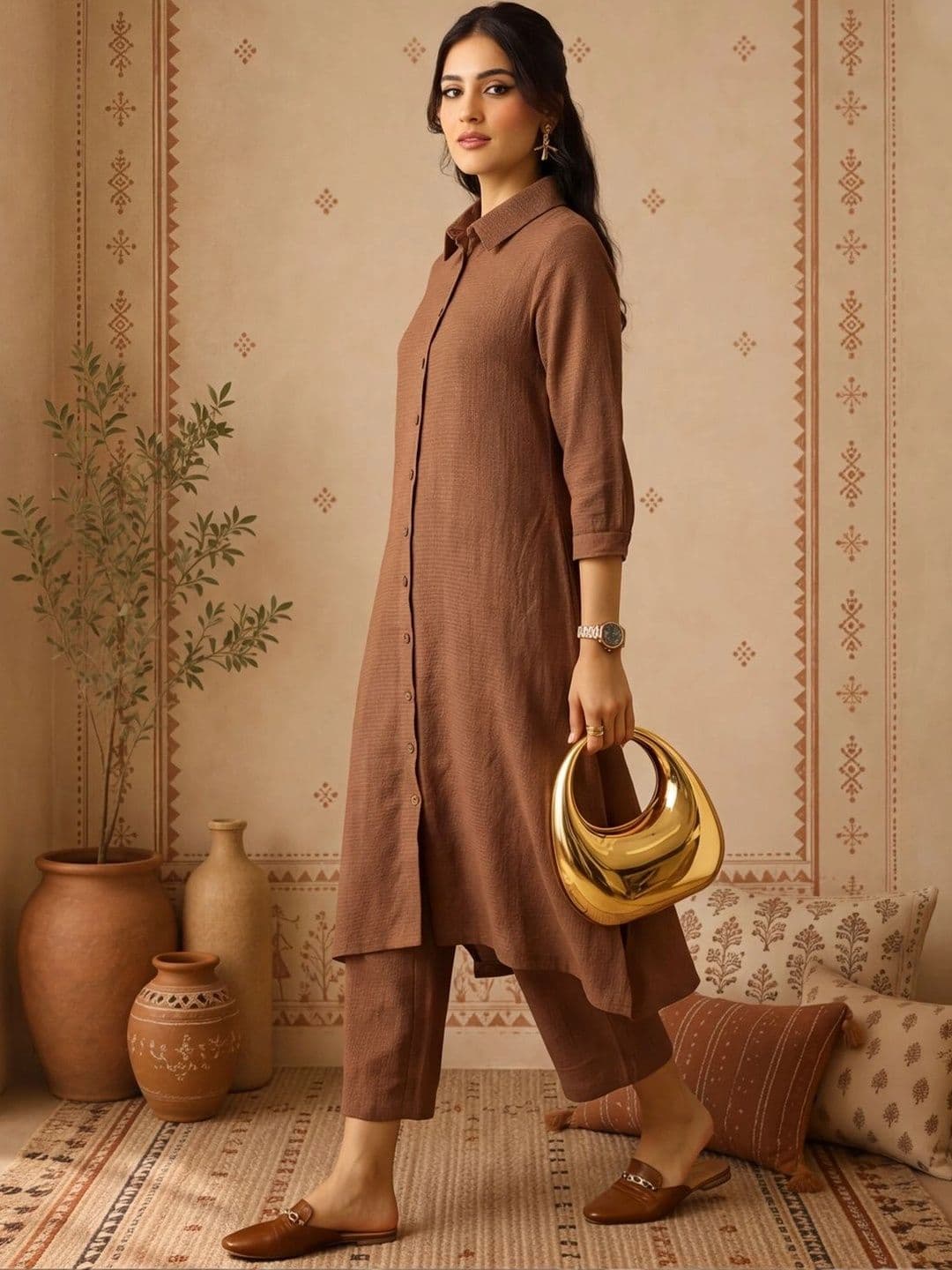 Anouk Women Regular Pure Cotton Kurta with Trousers thumbnail 4