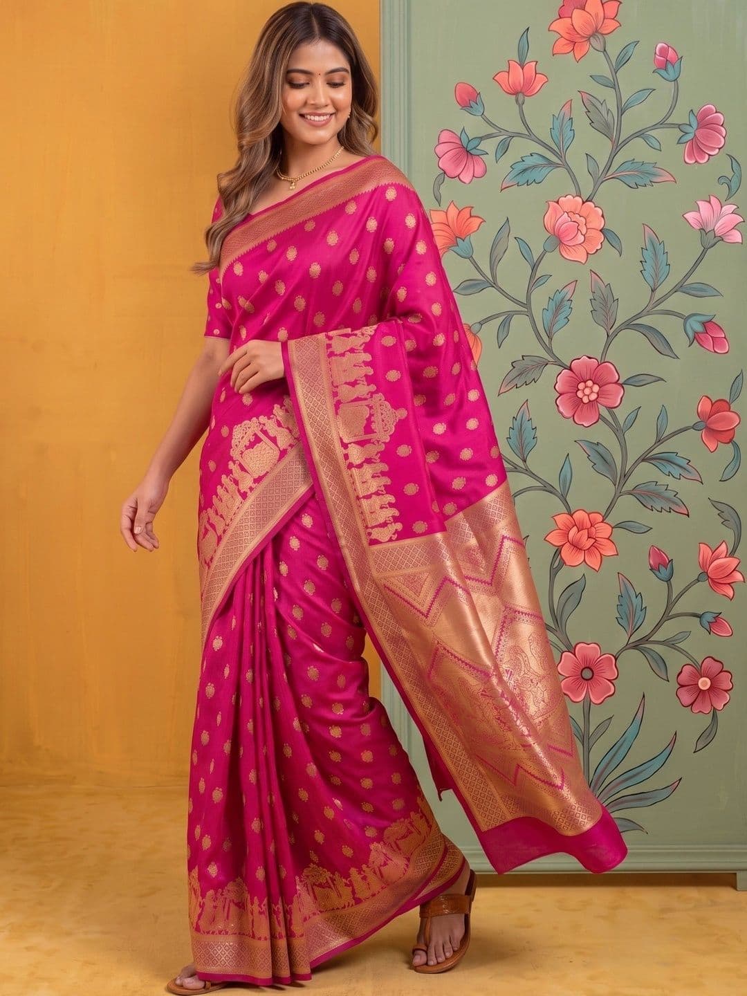 ROOP RADHIKA Woven Design Zari Silk Blend Designer Banarasi Saree thumbnail 2