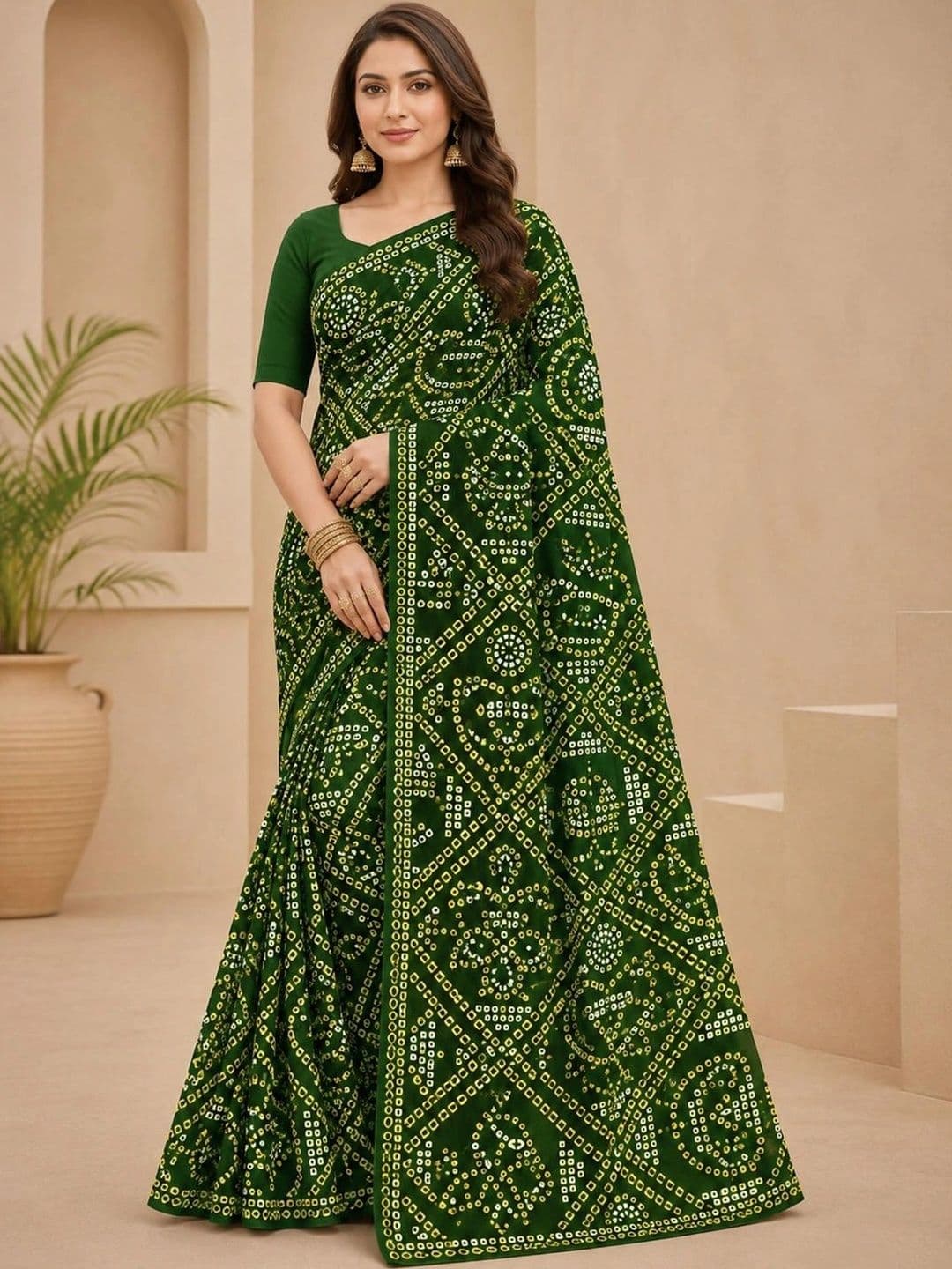 SAMANTHA Bandhani Poly Georgette Leheriya Saree - view 1