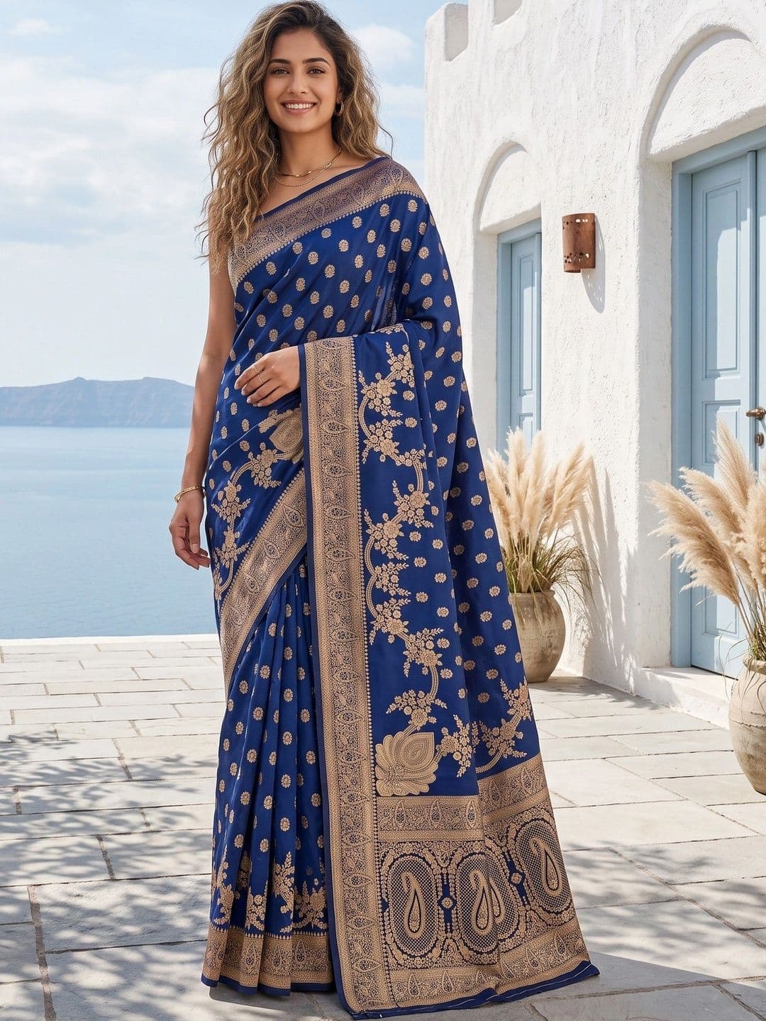 ROOP RADHIKA Woven Design Zari Silk Blend Designer Banarasi Saree - view 1