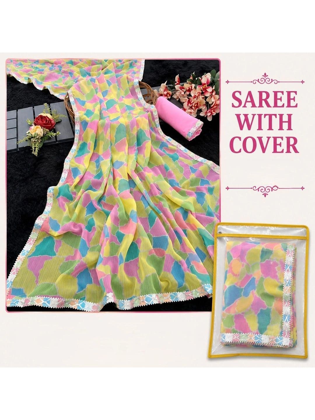 RENBRIZA Poly Georgette Saree thumbnail 4