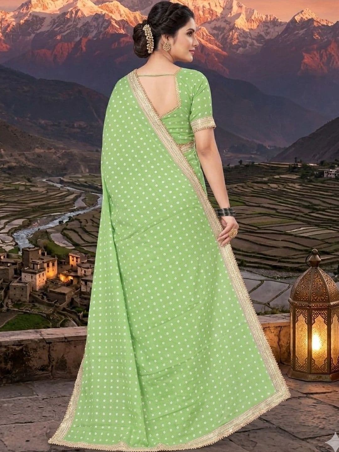 shreecre Bandhani Embroidered Pure Georgette Saree thumbnail 4