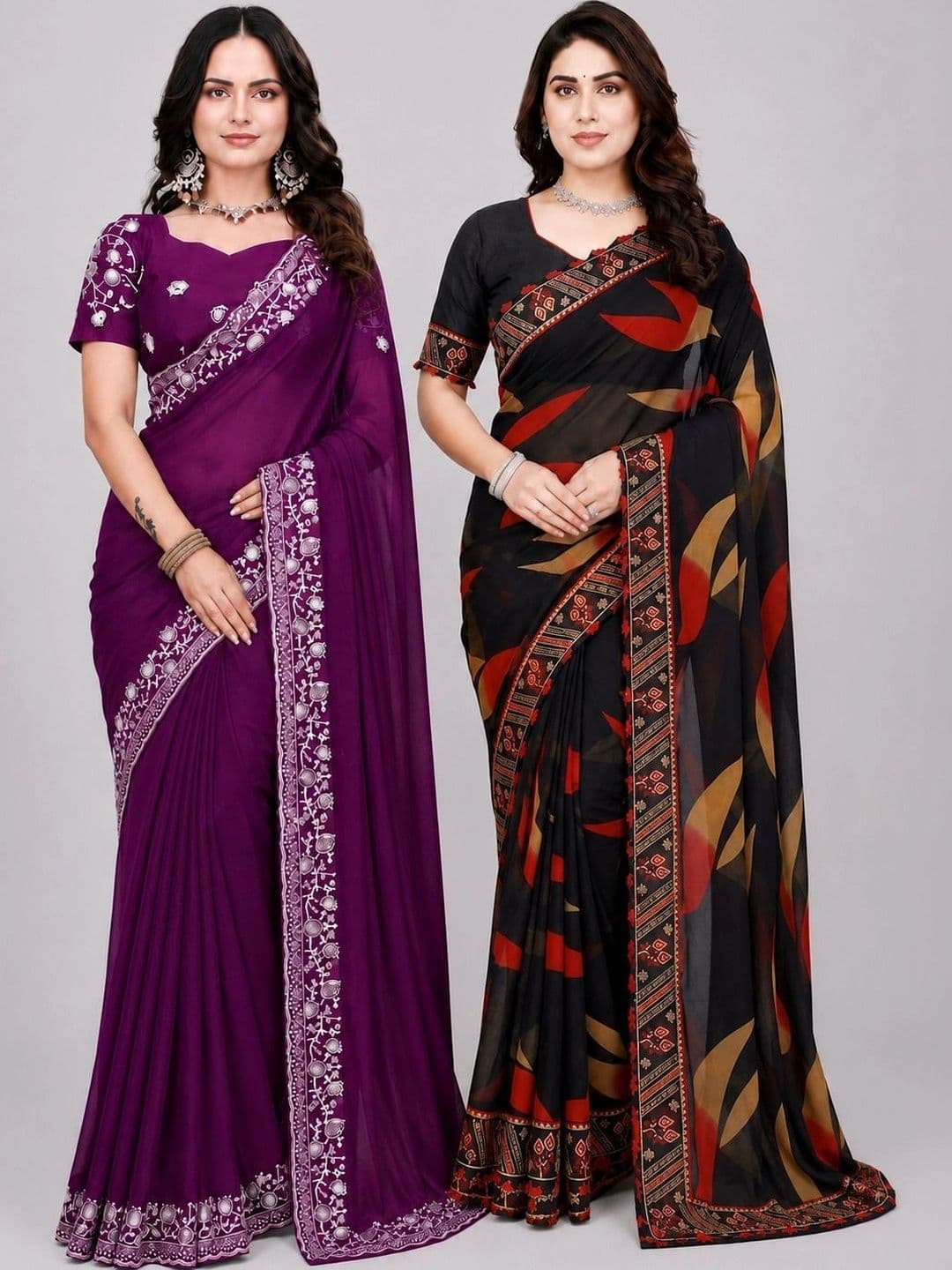 RENBRIZA Poly Georgette Saree - view 1
