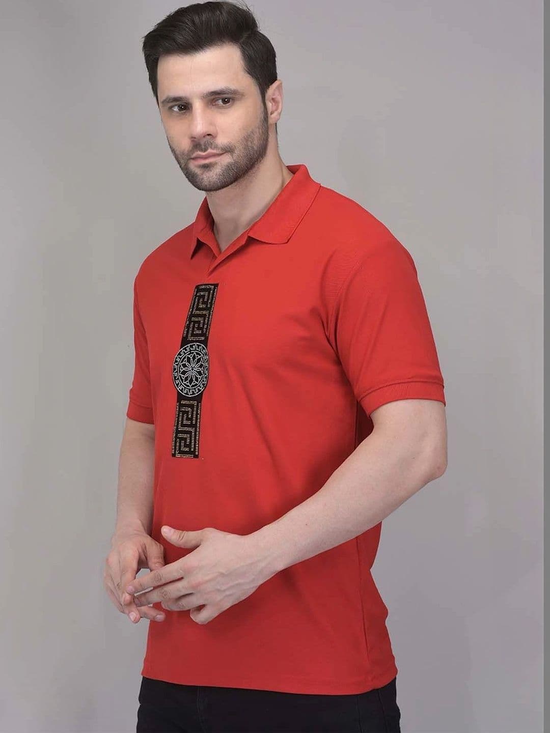 LUXEMODA Men Printed Polo Collar T-shirt thumbnail 2
