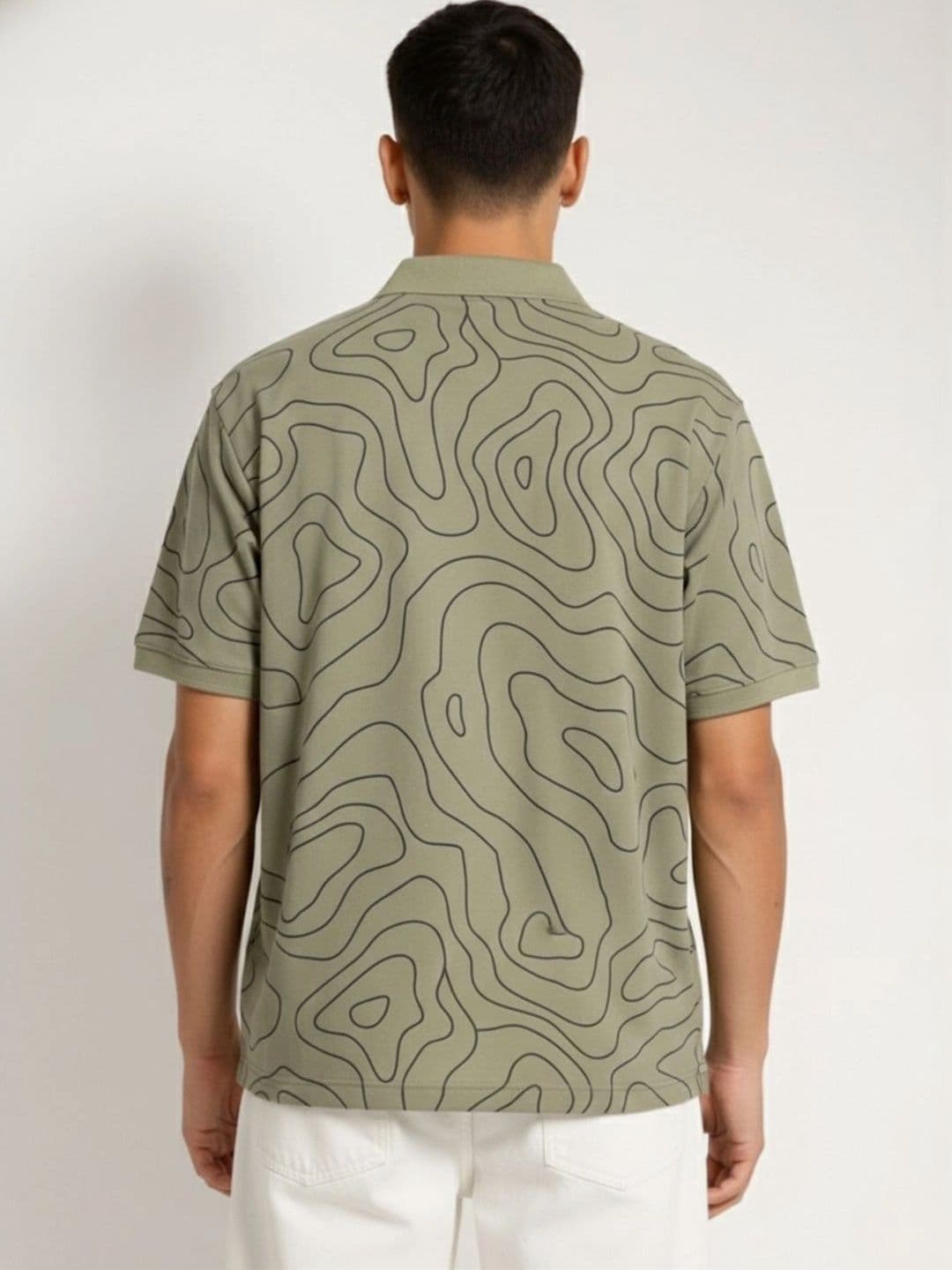 HERE&NOW Men Printed Polo Collar T-shirt thumbnail 3