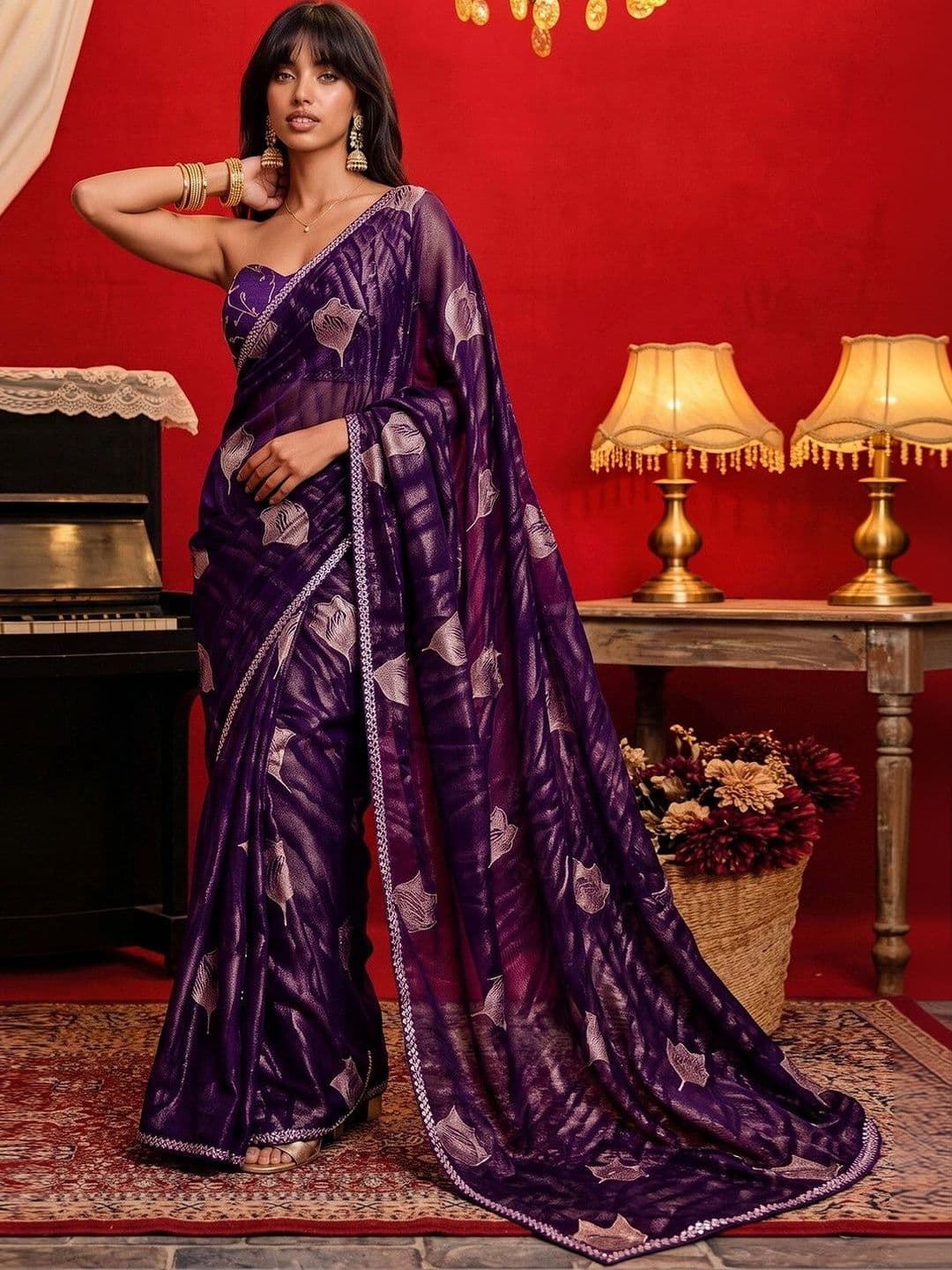 DRIP CHOWK Woven Design Embroidered Pure Georgette Saree thumbnail 7