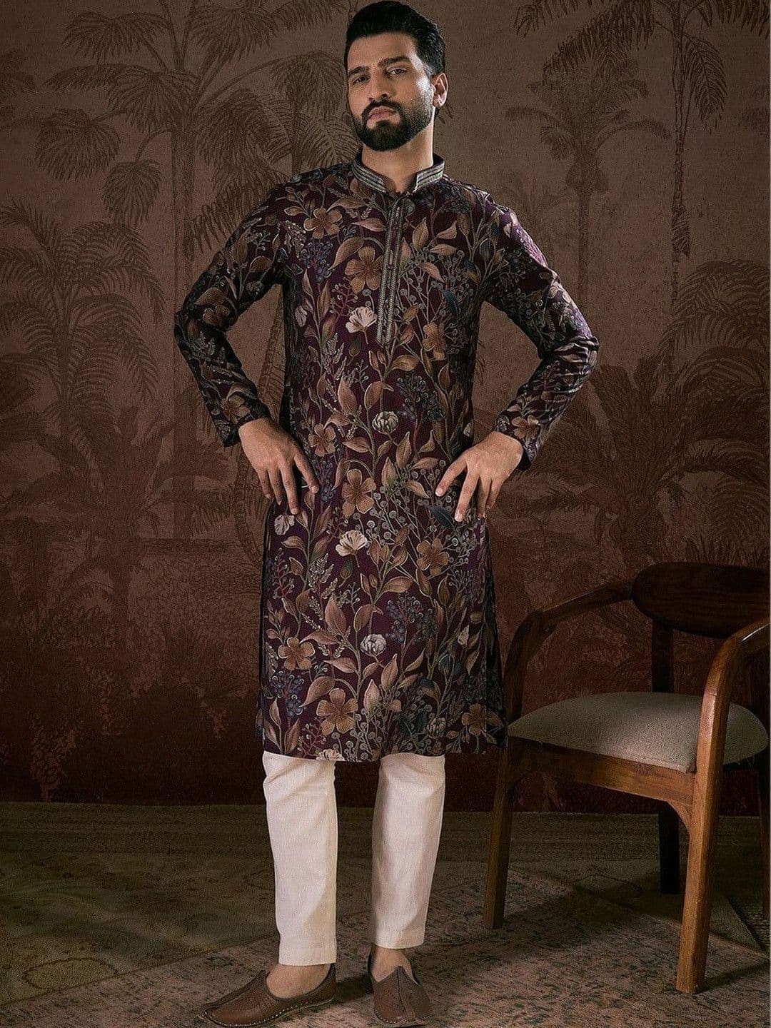 Ethnic Bay Men Floral Printed Kurta thumbnail 5