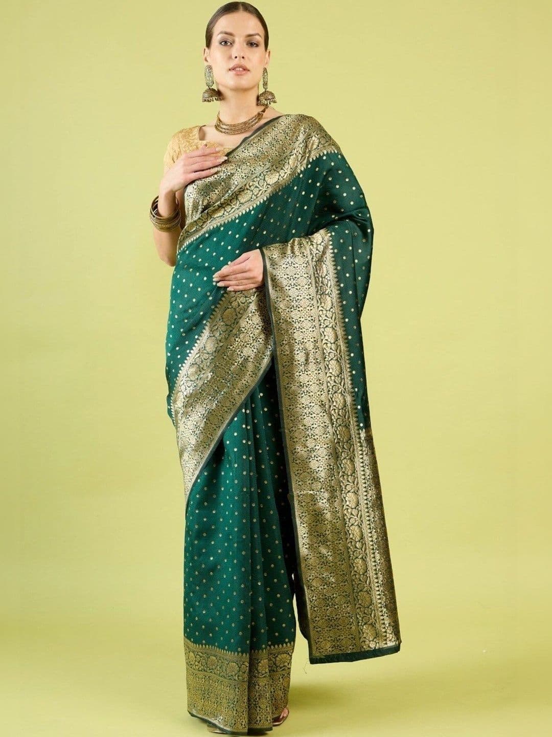 VS MALL Ethnic Motifs Zari Banarasi Saree thumbnail 6