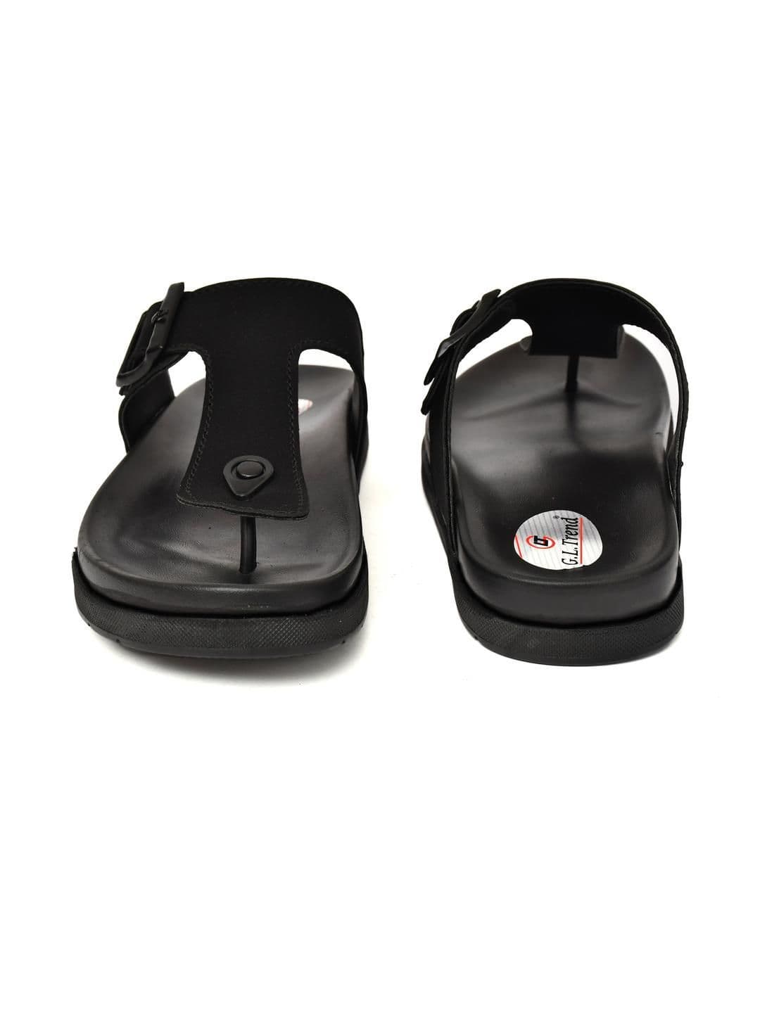 G L Trend Black Leather Sandals thumbnail 6